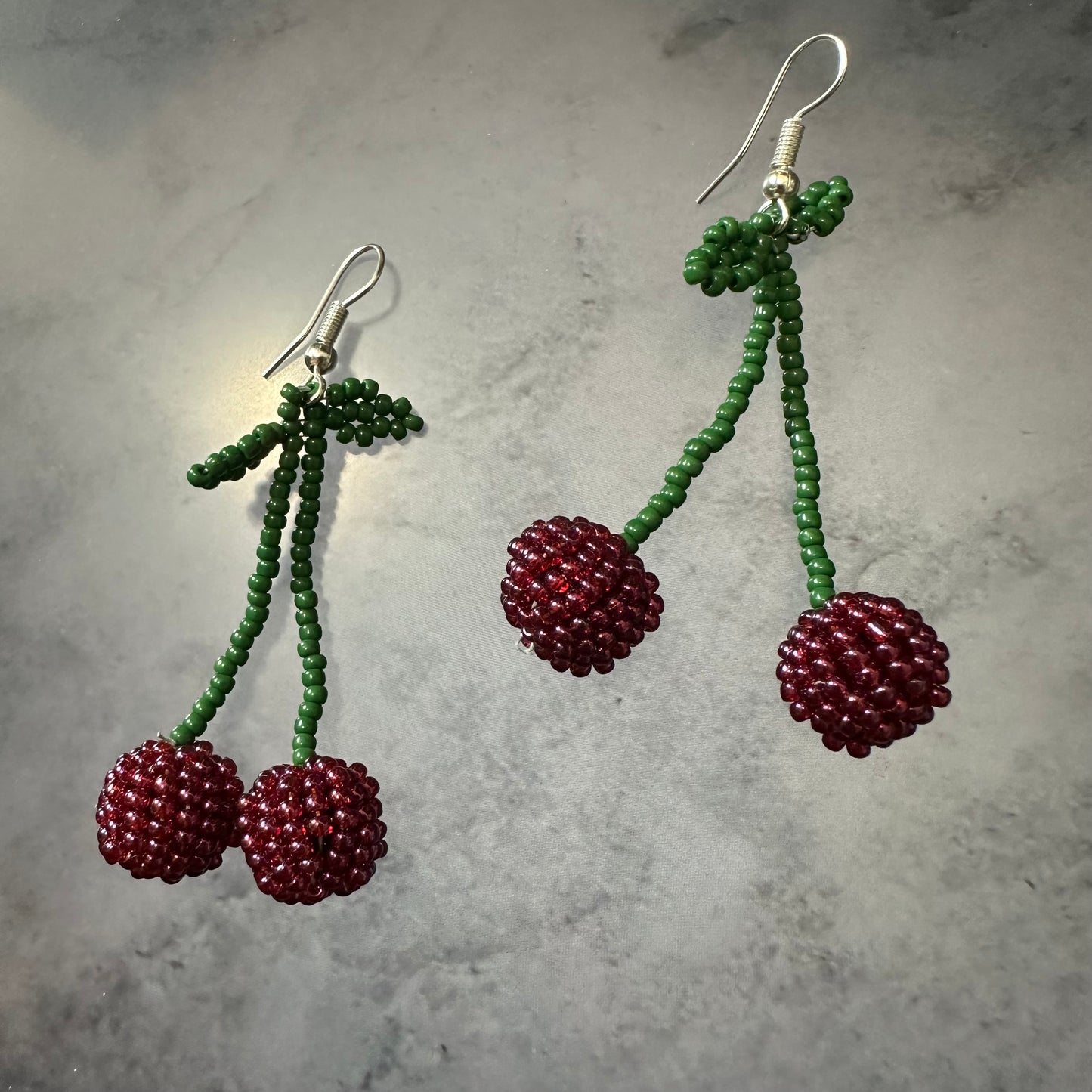 Beaded cherry earrings