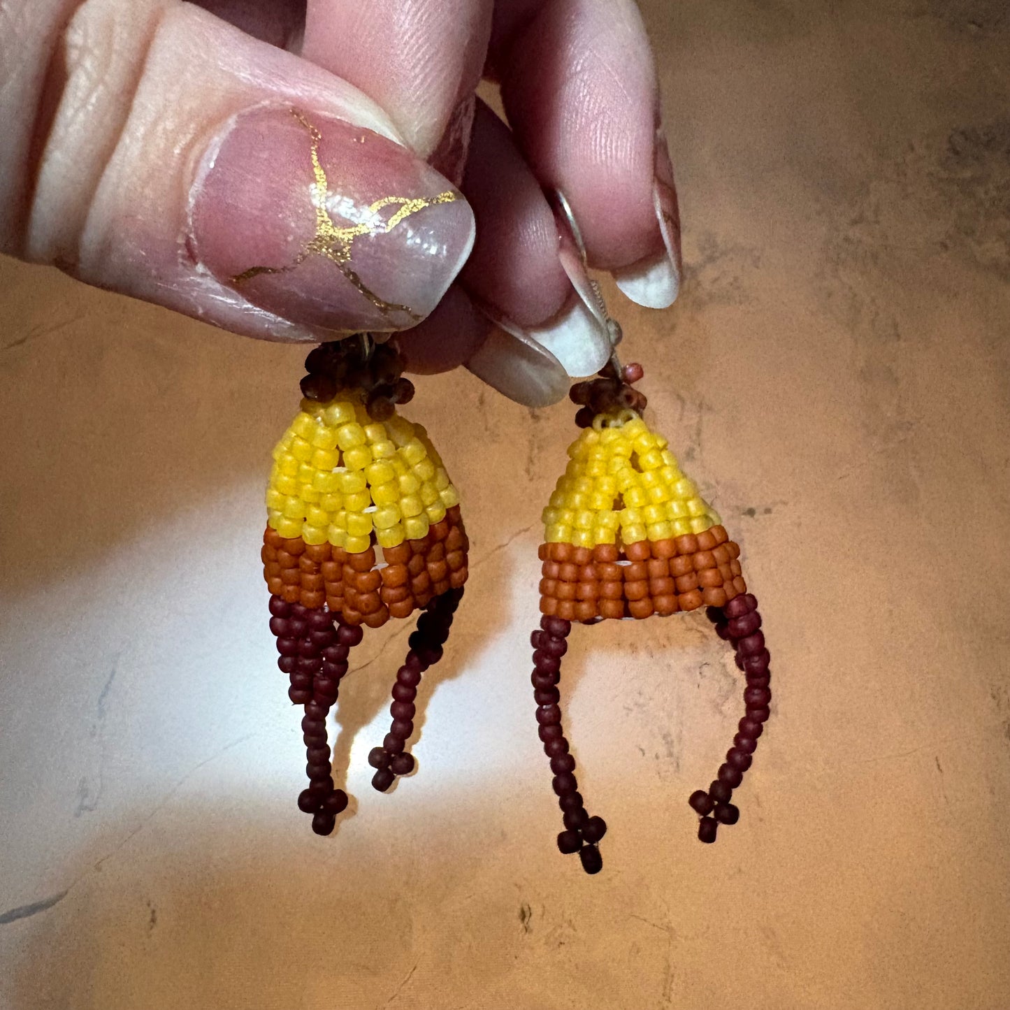 3D beaded hat earrings
