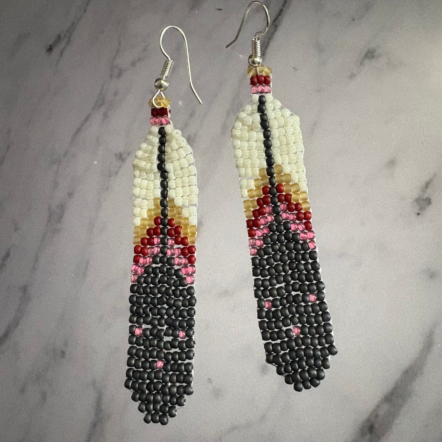 Beaded feather earrings
