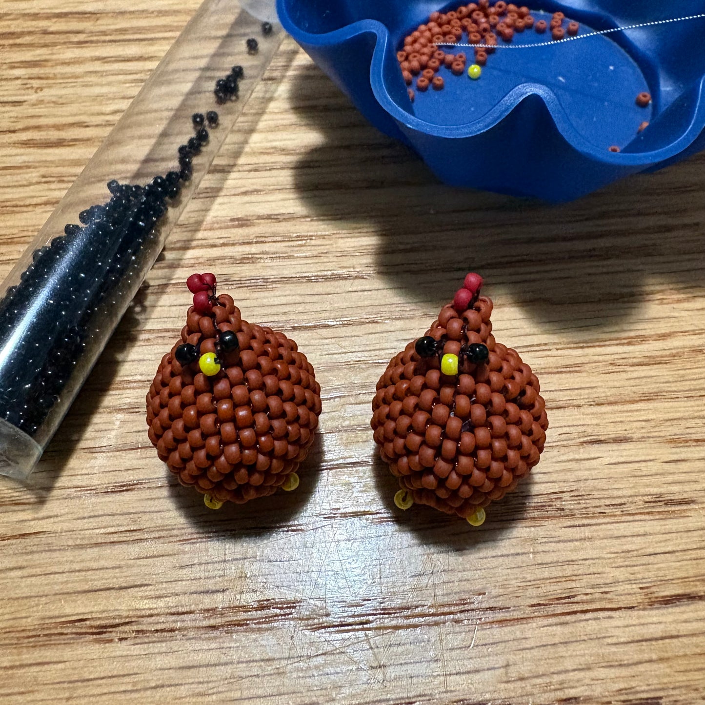 3D beaded chickens