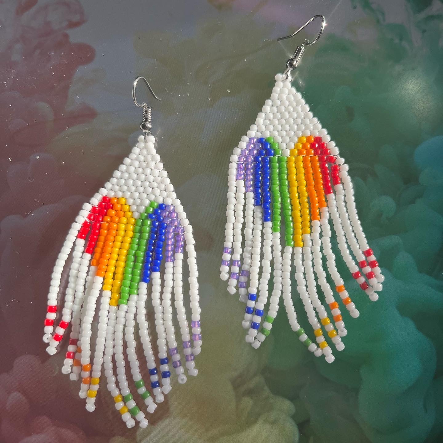 Fringe rainbow hearts
