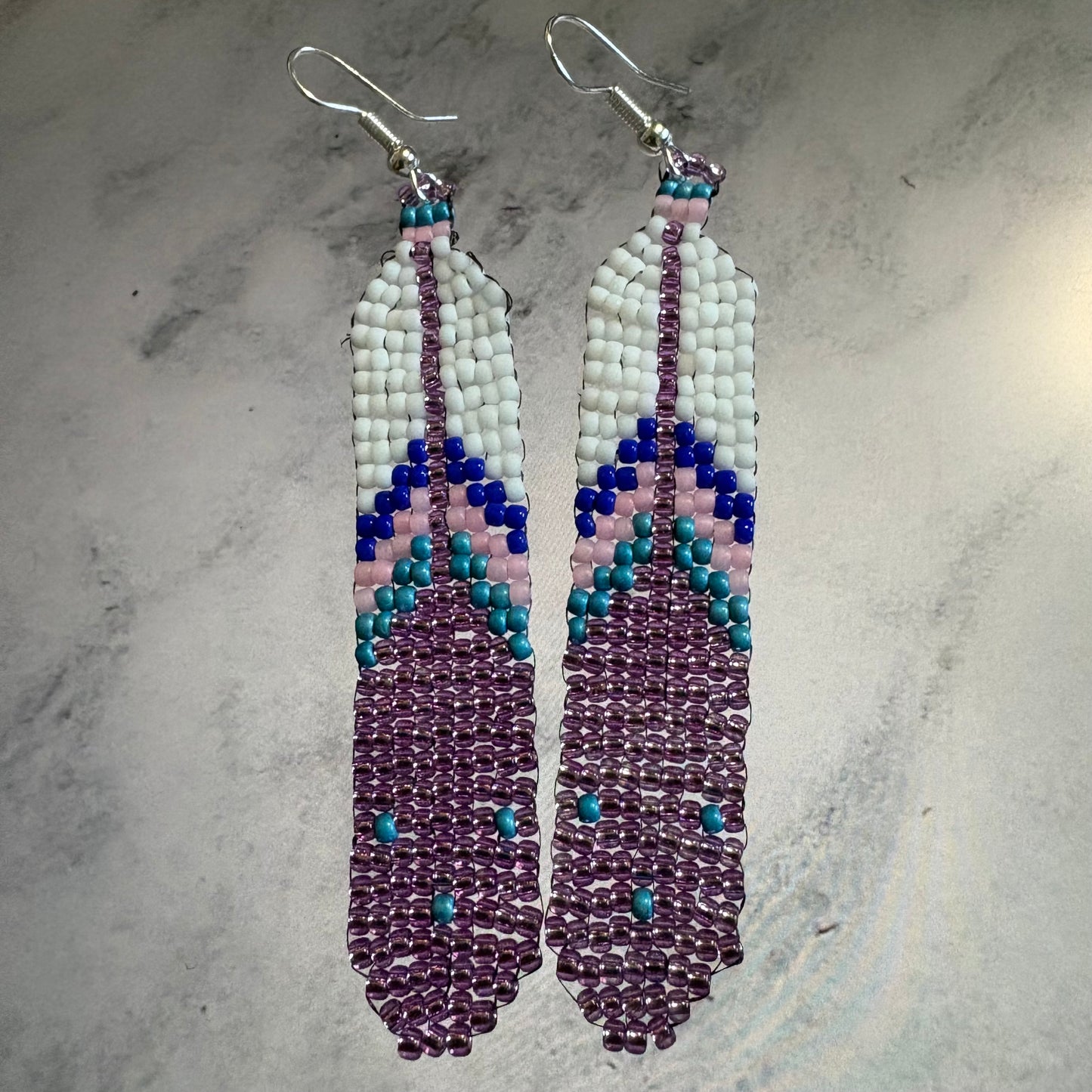 Beaded feather earrings