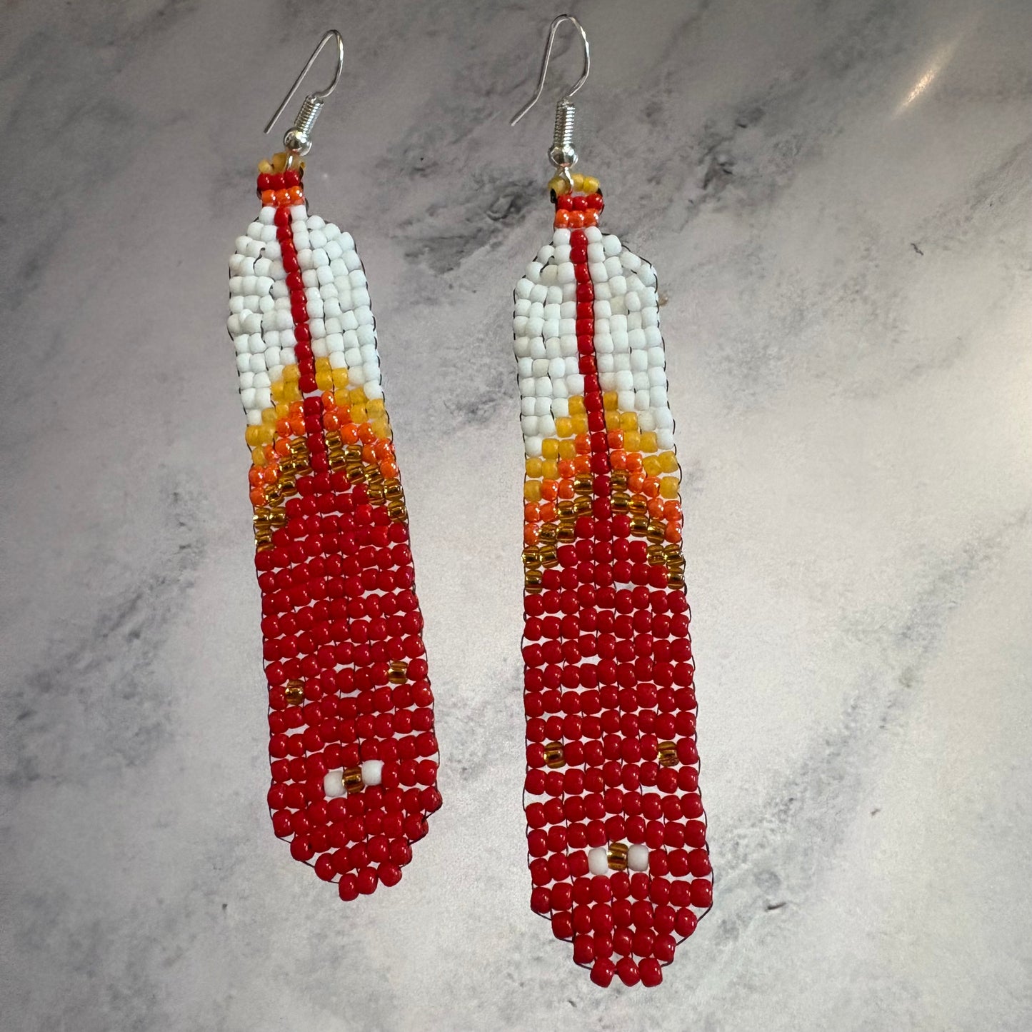 Beaded feather earrings
