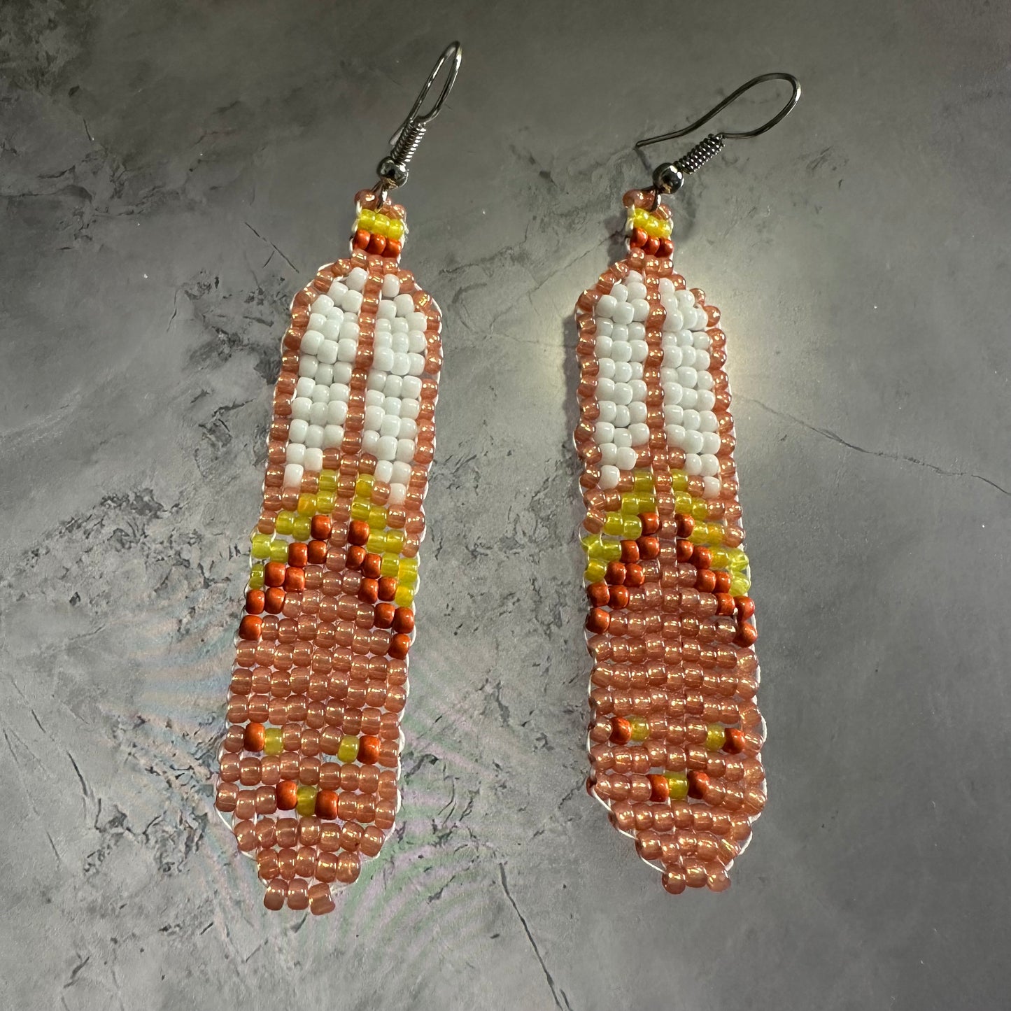 Beaded feather earrings