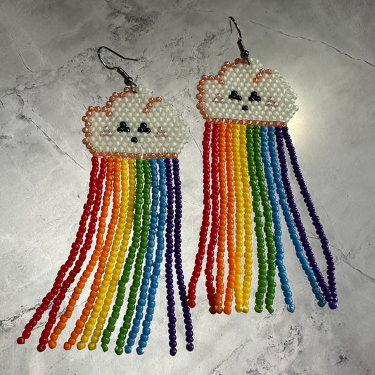 Rainbow cloud earrings