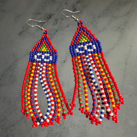 Métis sash fringe earrings