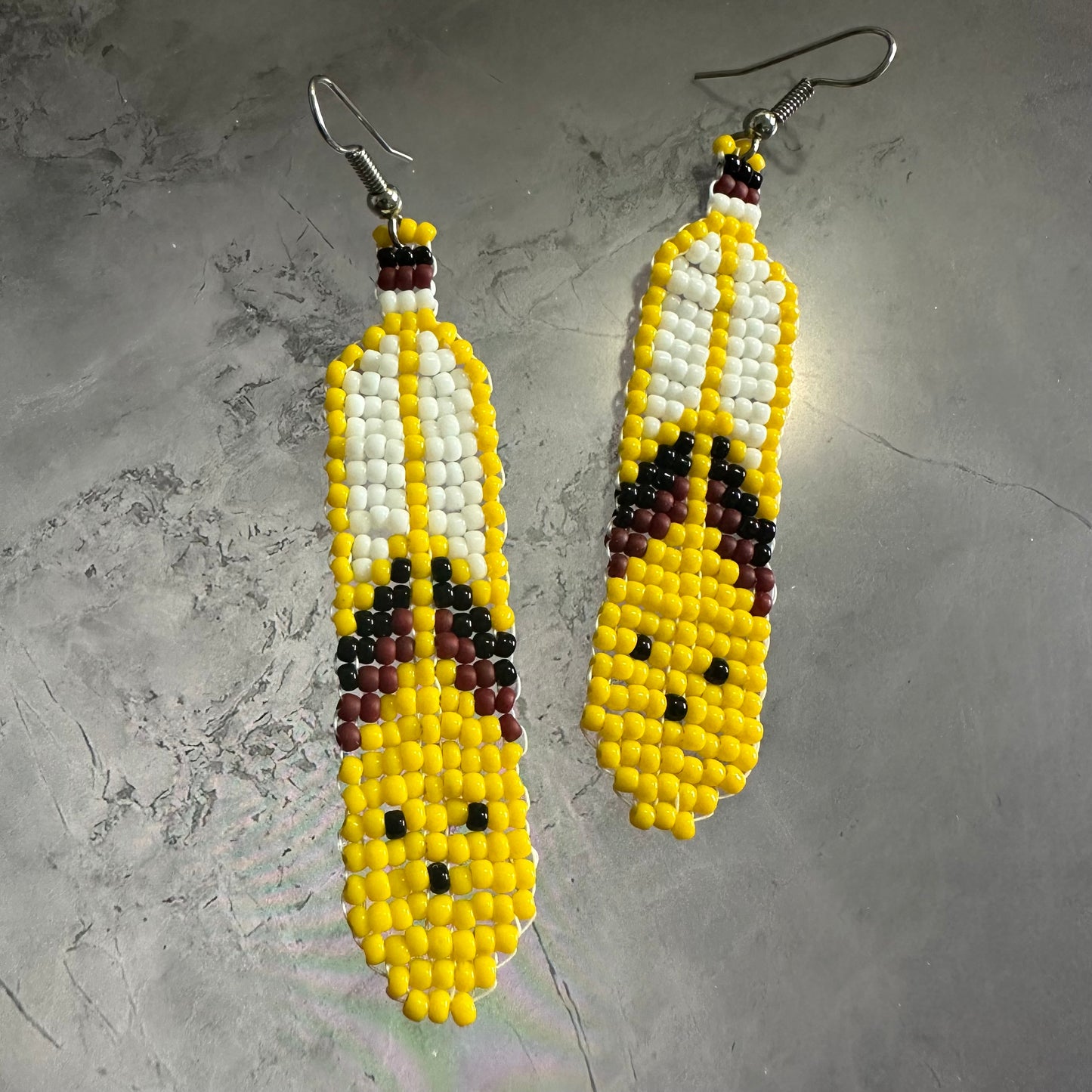Beaded feather earrings