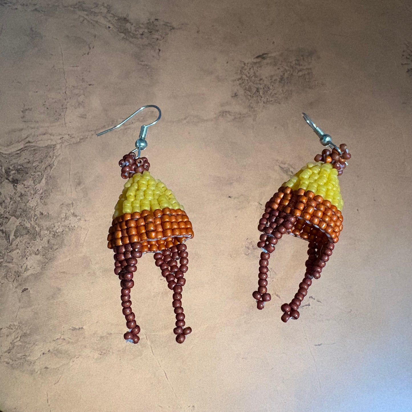 3D beaded hat earrings