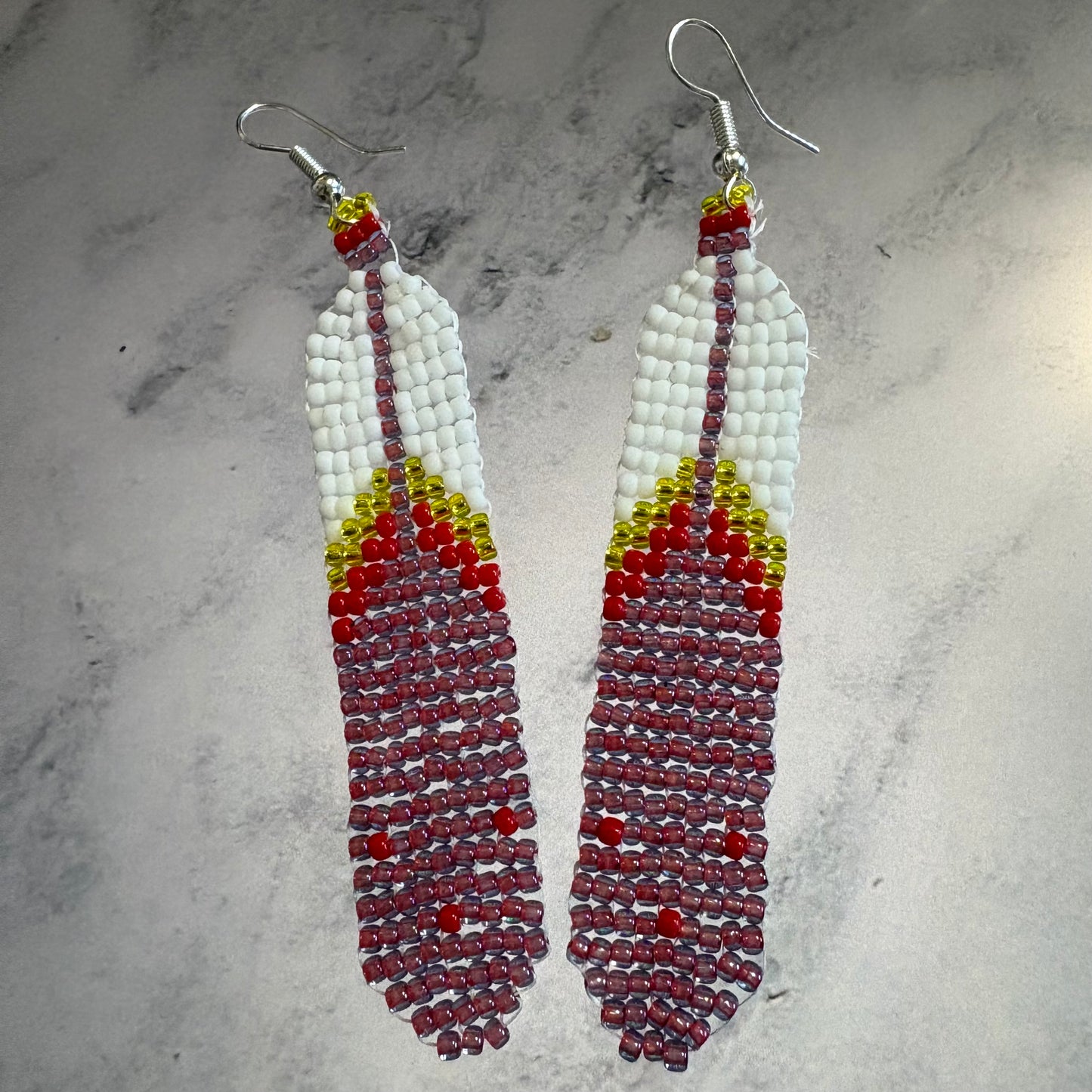 Beaded feather earrings