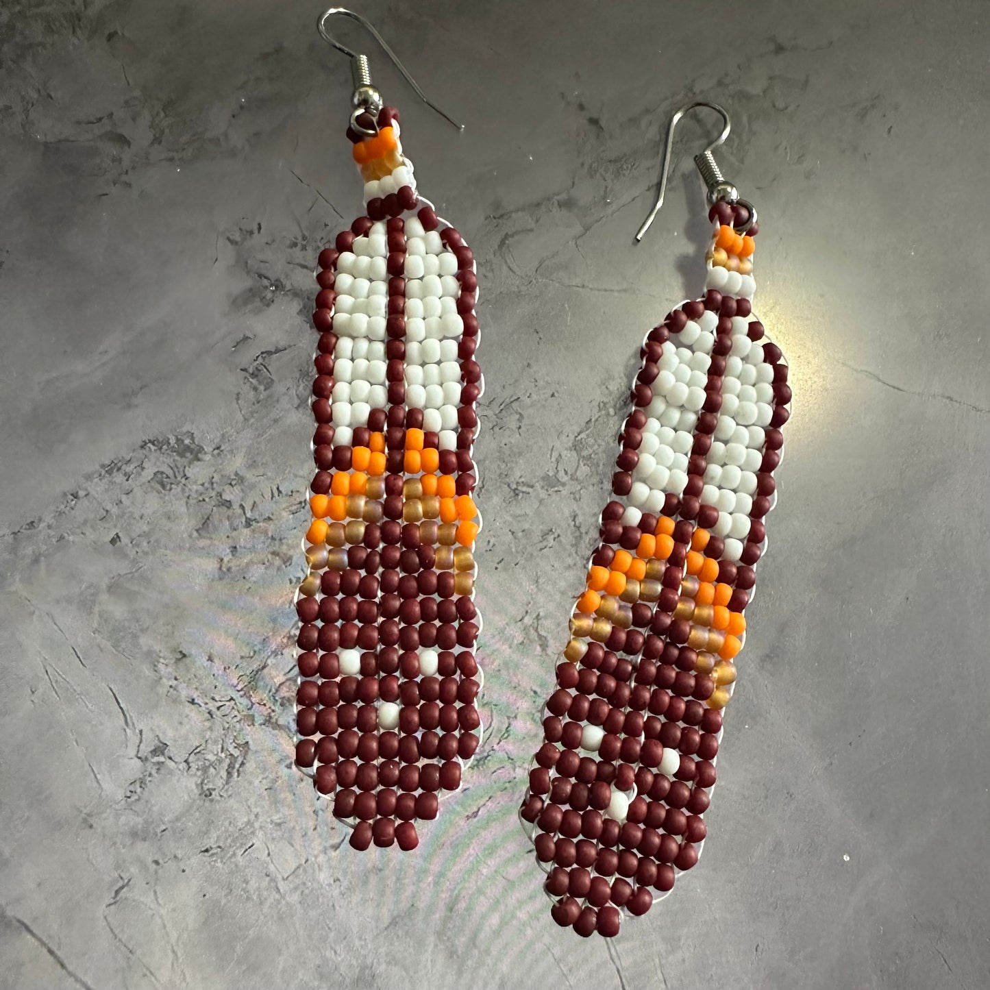 Beaded feather earrings