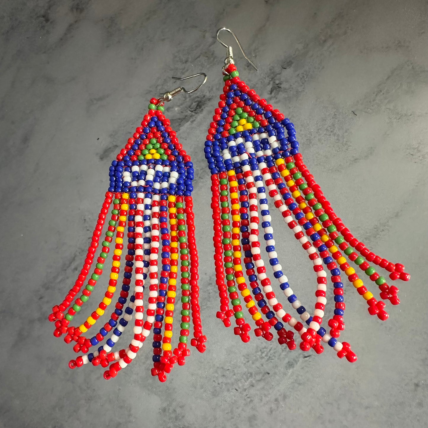 Métis sash fringe earrings