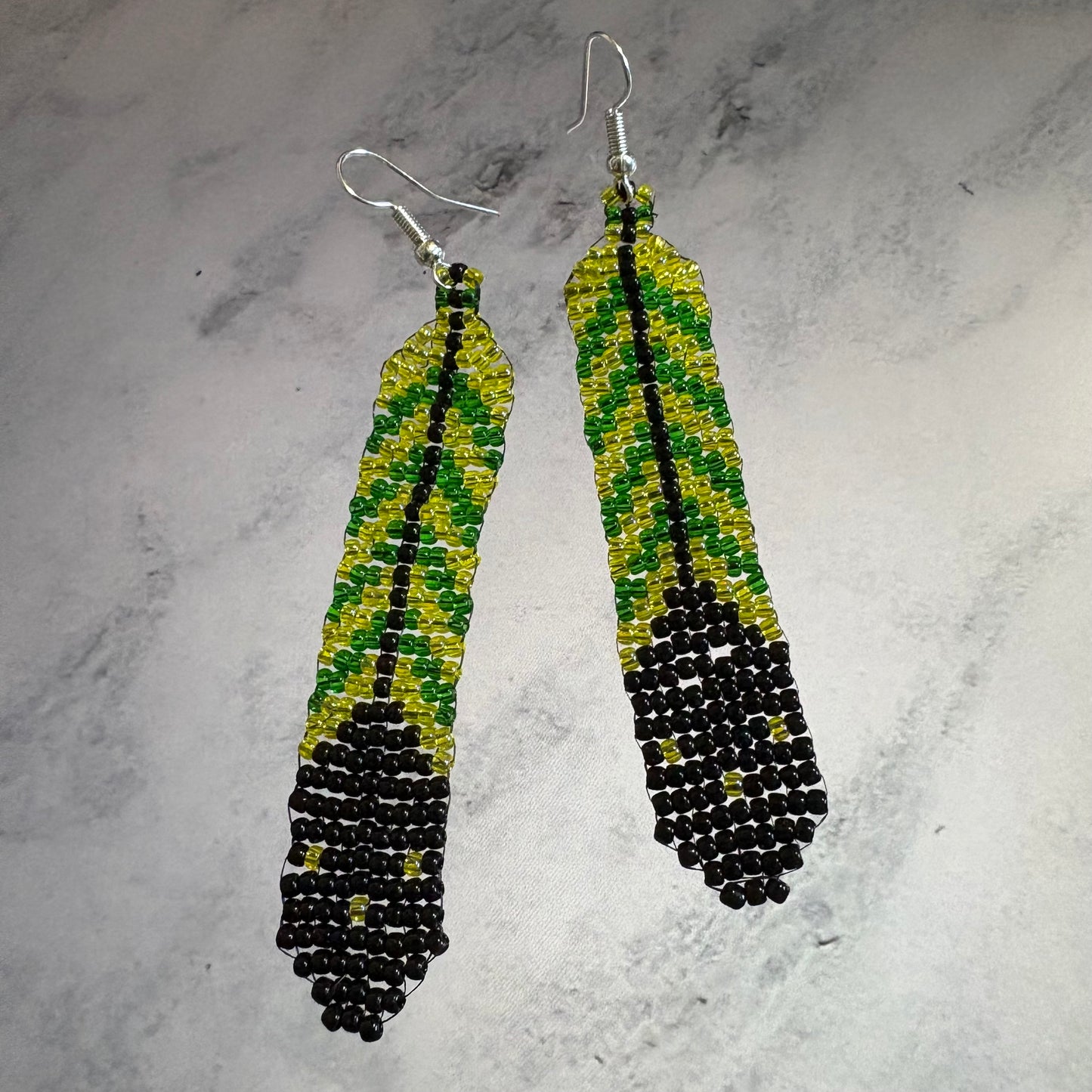 Beaded feather earrings