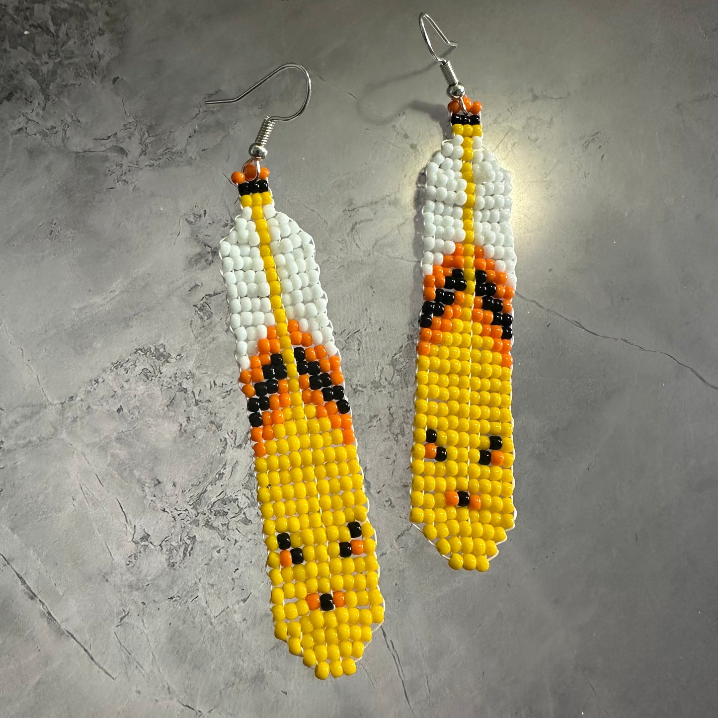 Beaded feather earrings