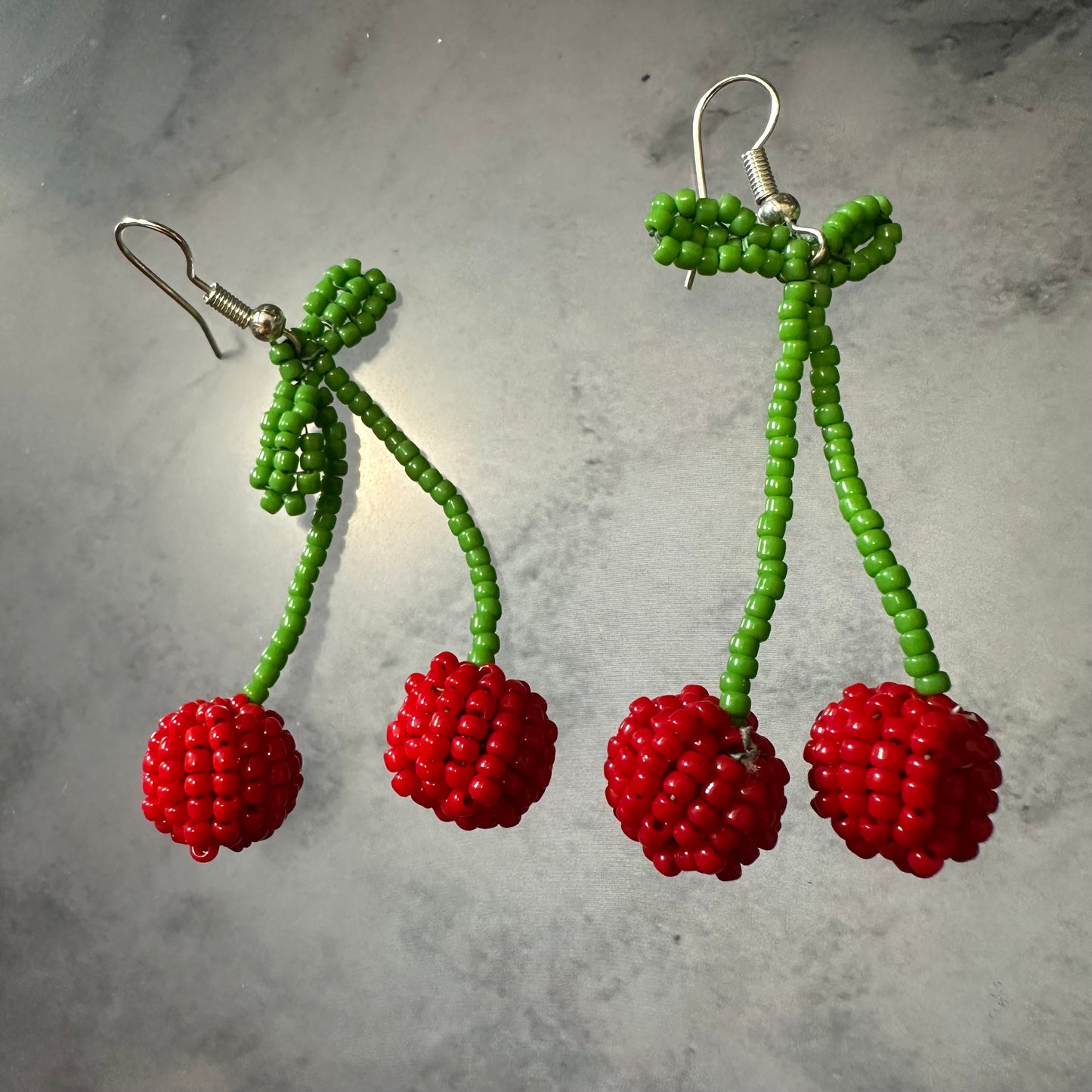 Beaded cherry earrings