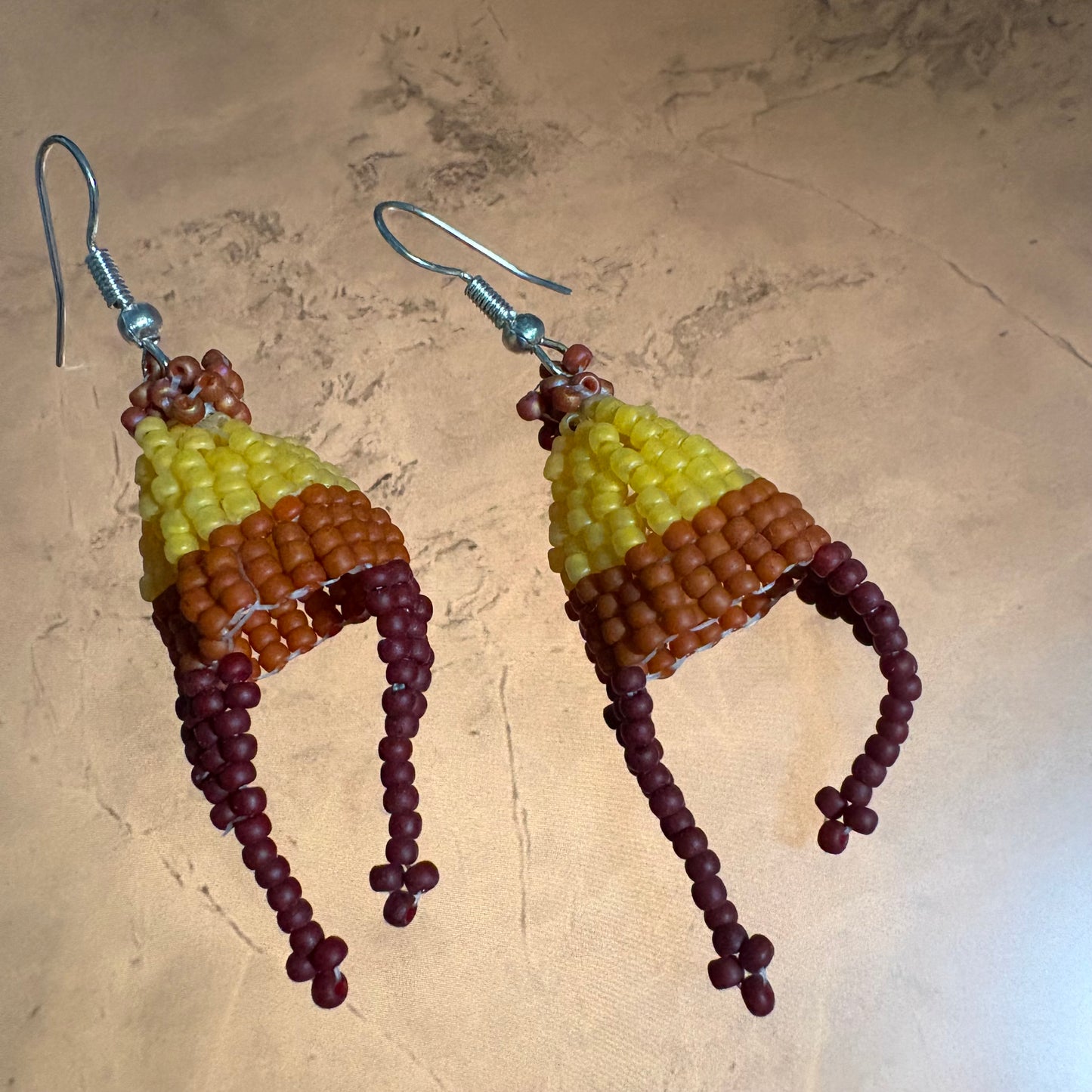 3D beaded hat earrings