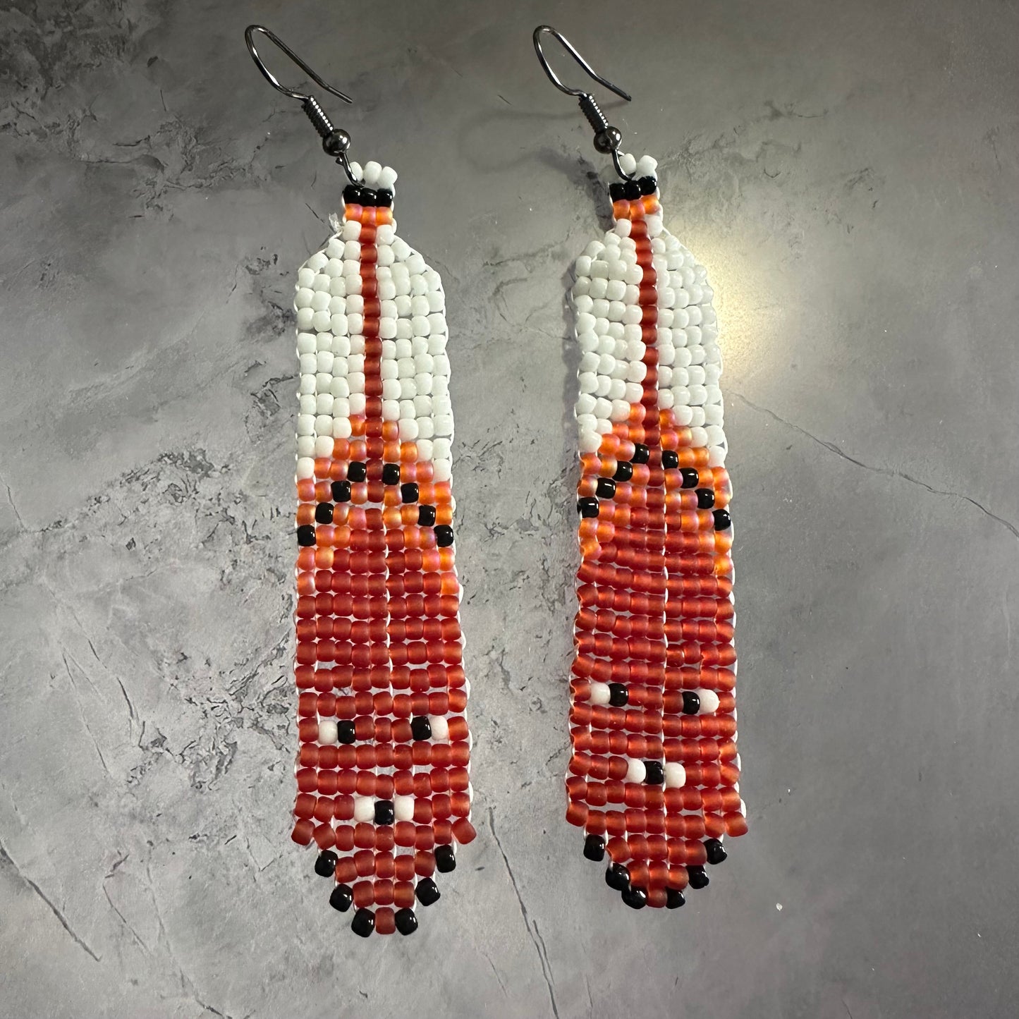 Beaded feather earrings