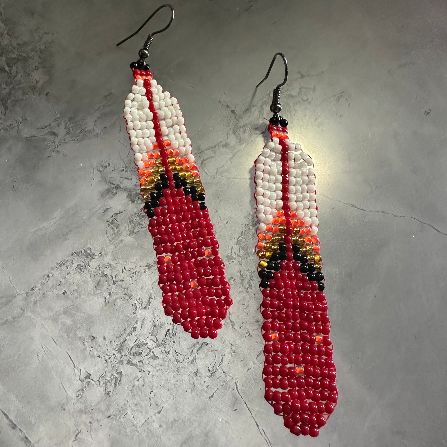 Beaded feather earrings