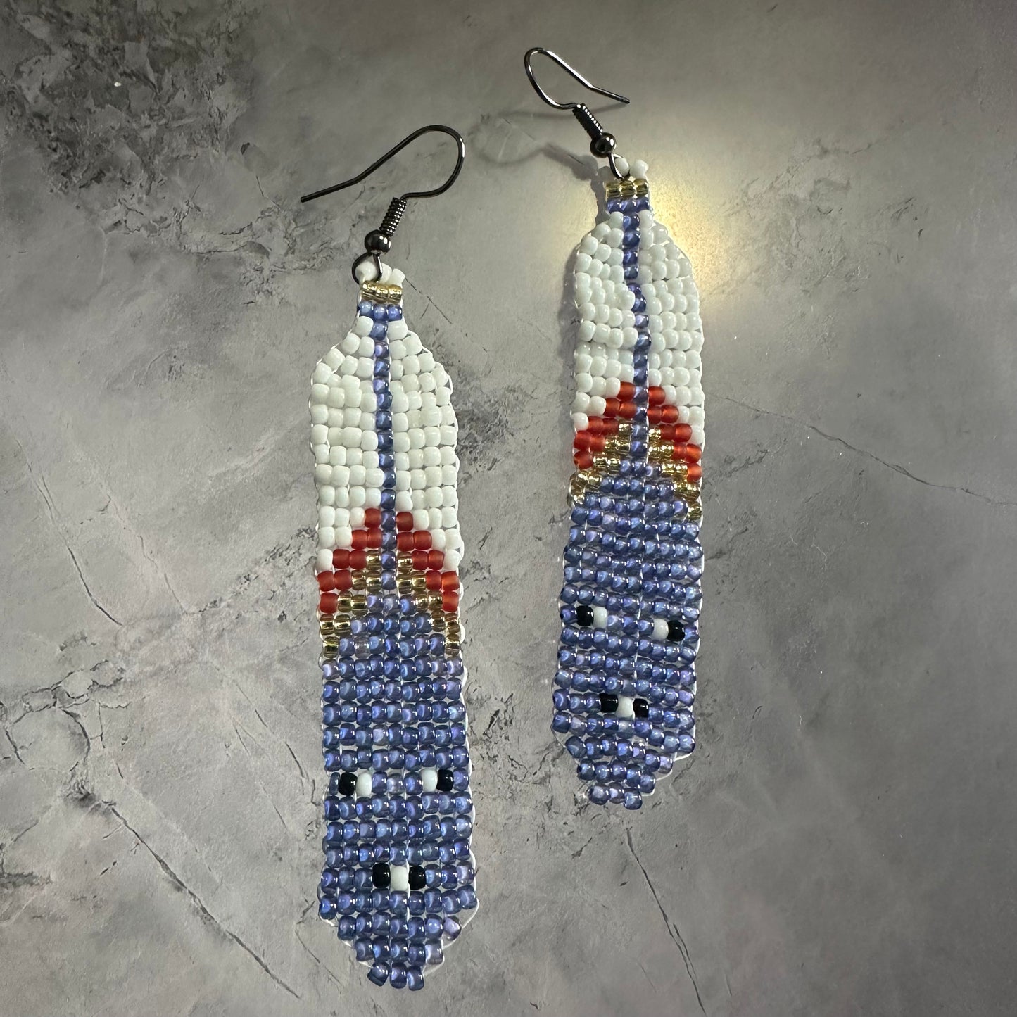 Beaded feather earrings