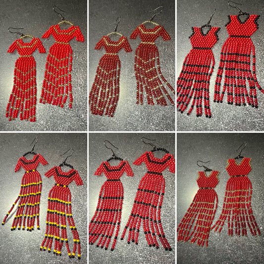 Beaded Red dress earring sets
