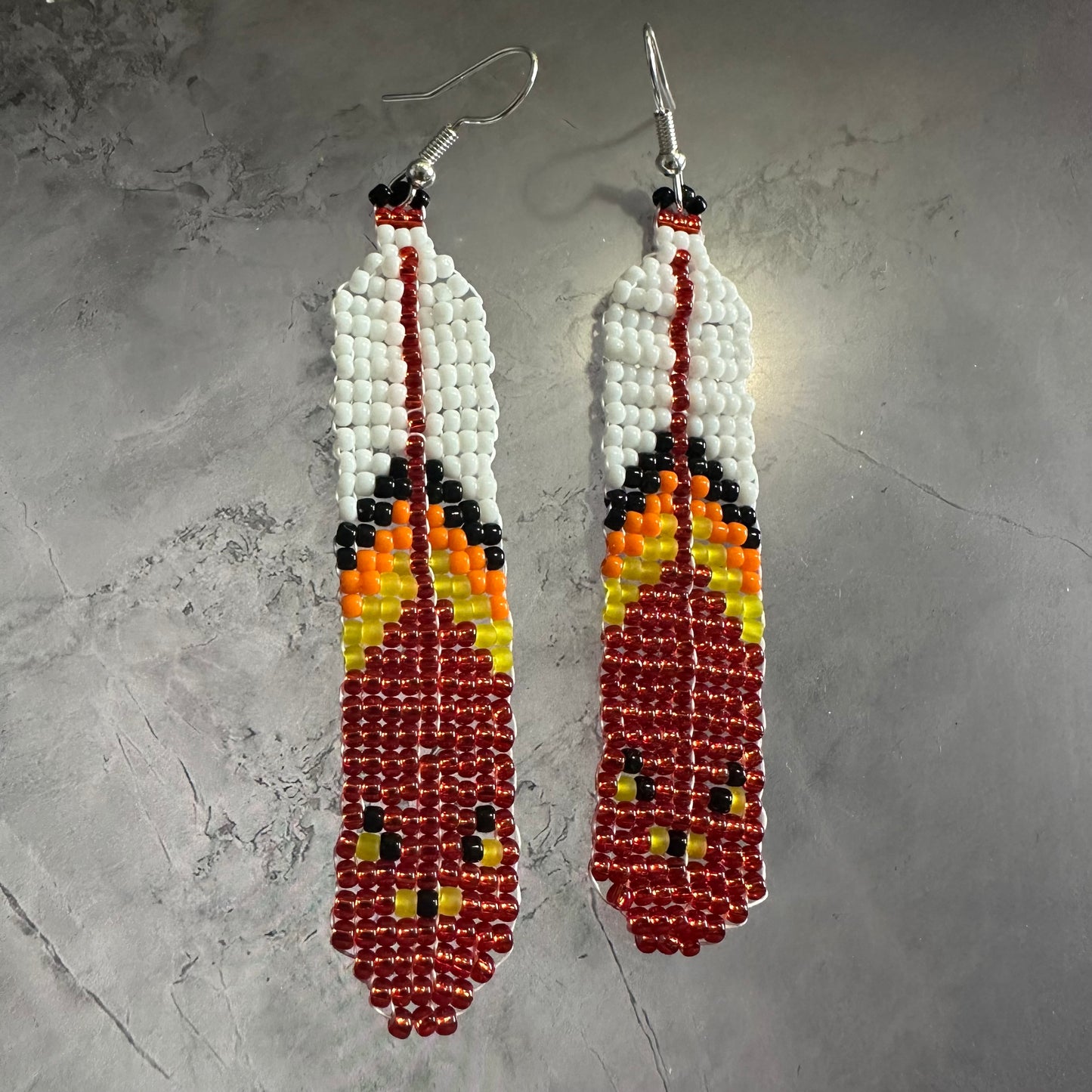 Beaded feather earrings