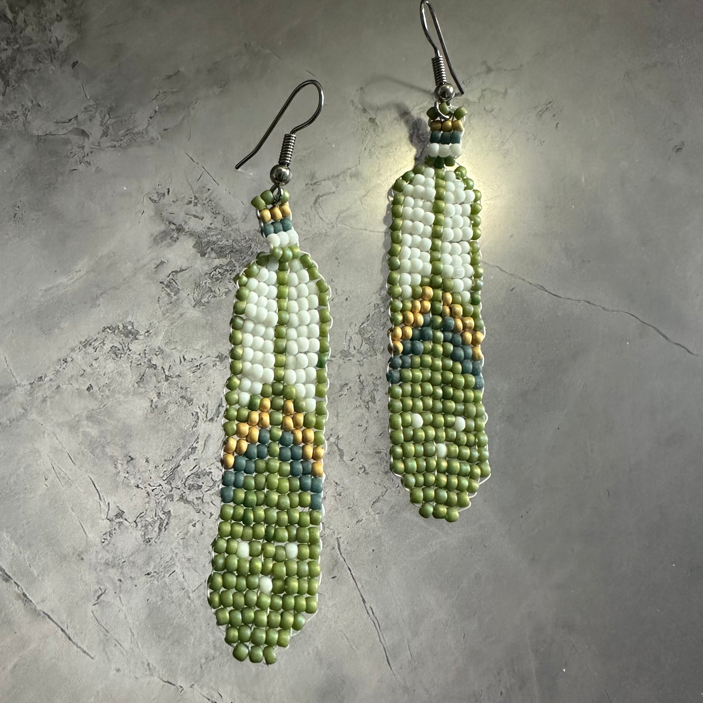 Beaded feather earrings