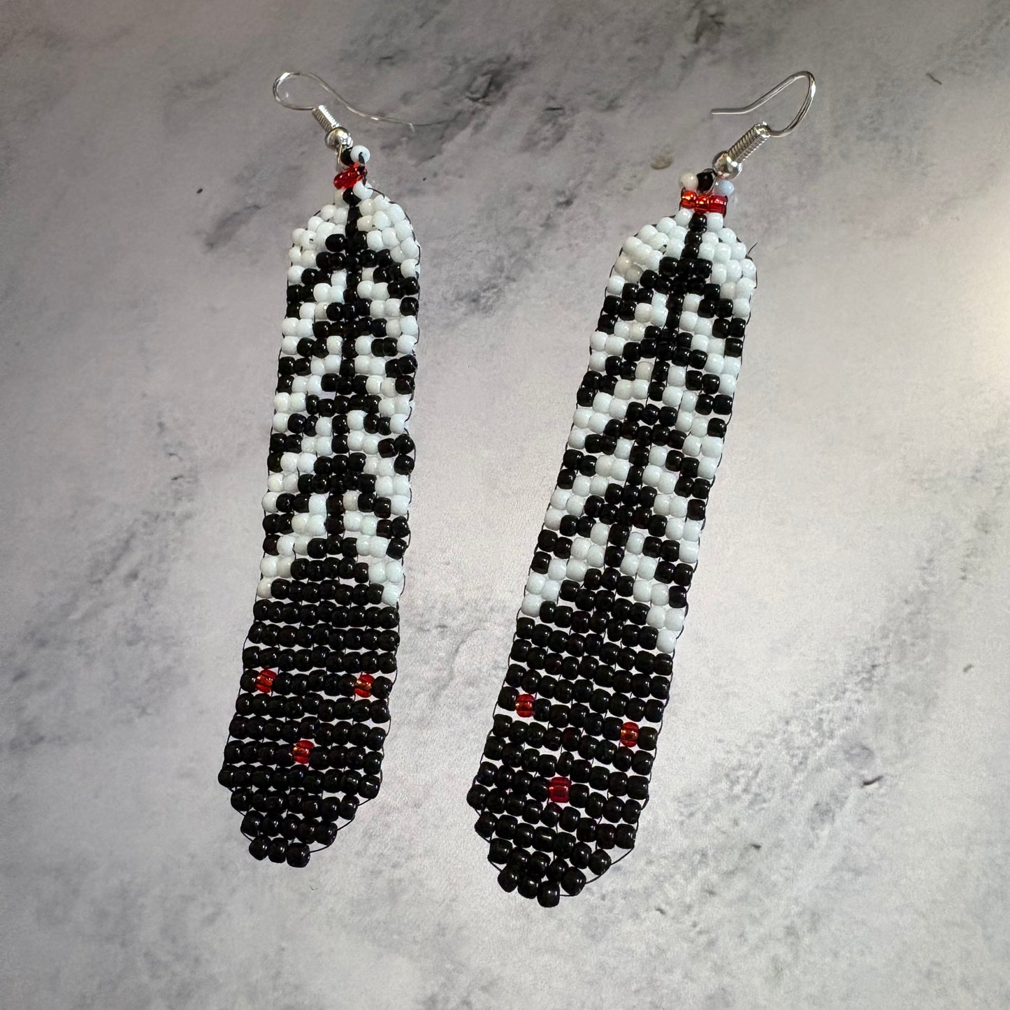 Beaded feather earrings