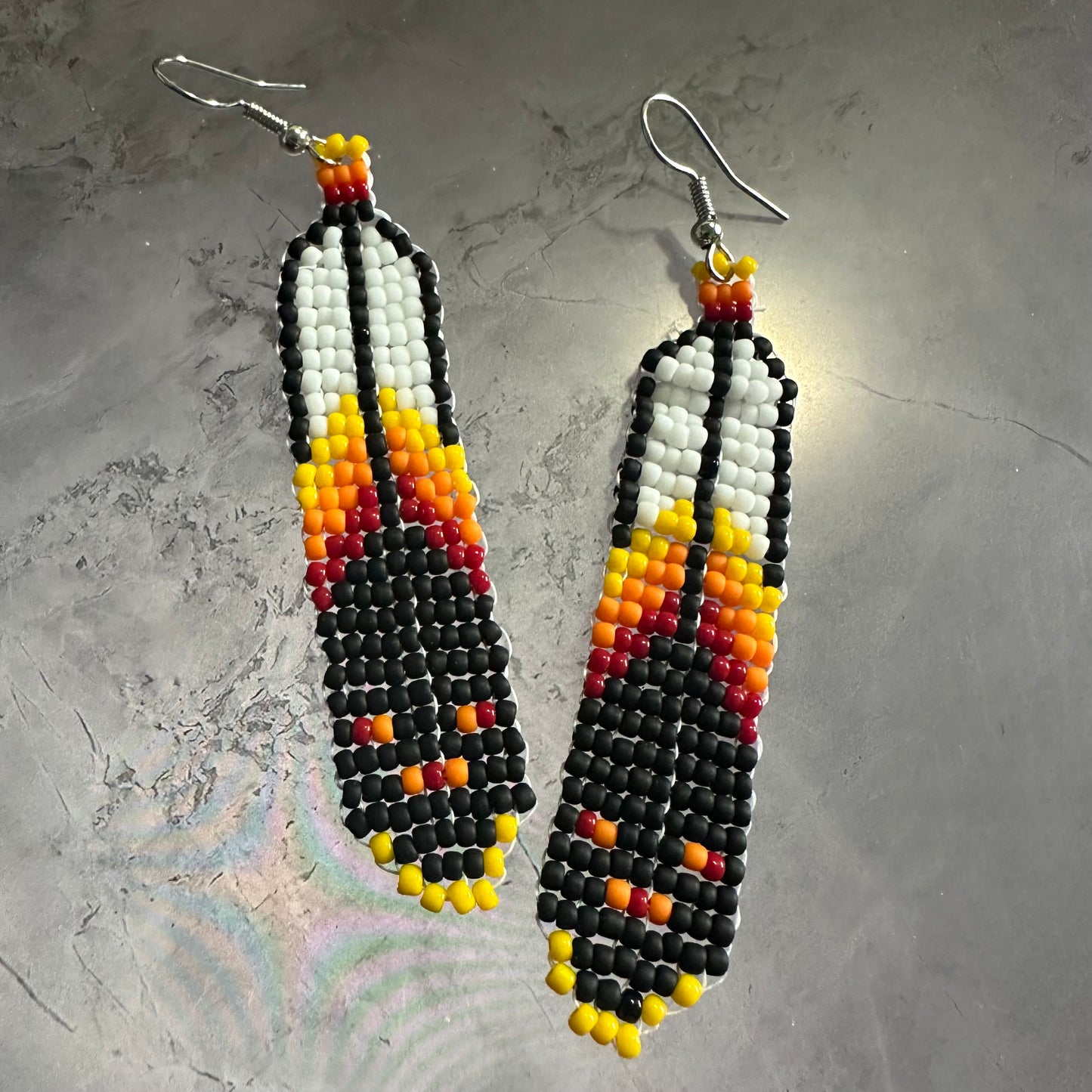 Beaded feather earrings