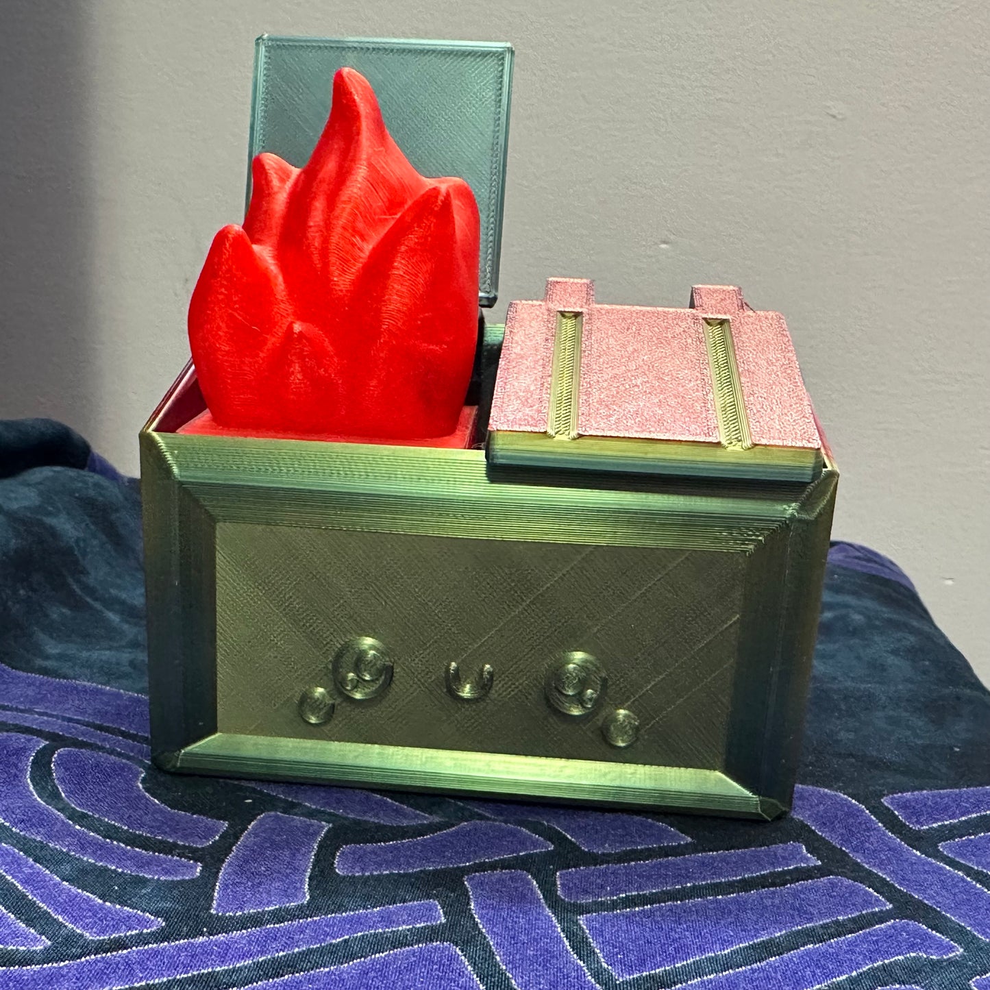 Dumpster fire desk decor/paperclip holder