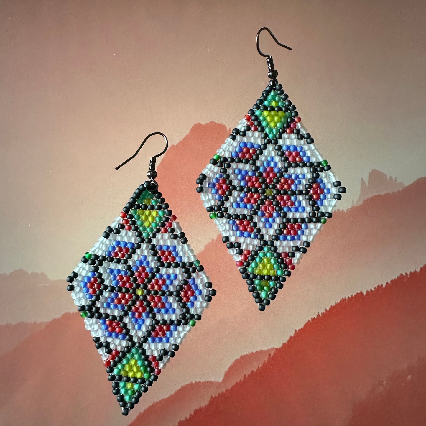 Bougie beaded flower earrings