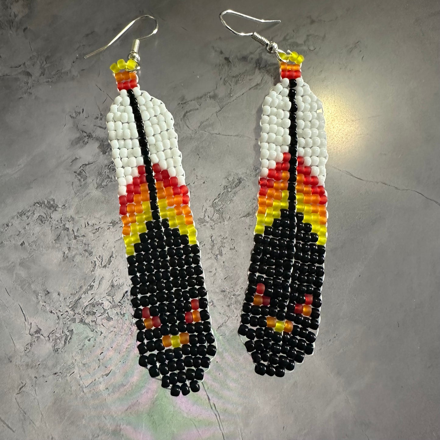 Beaded feather earrings