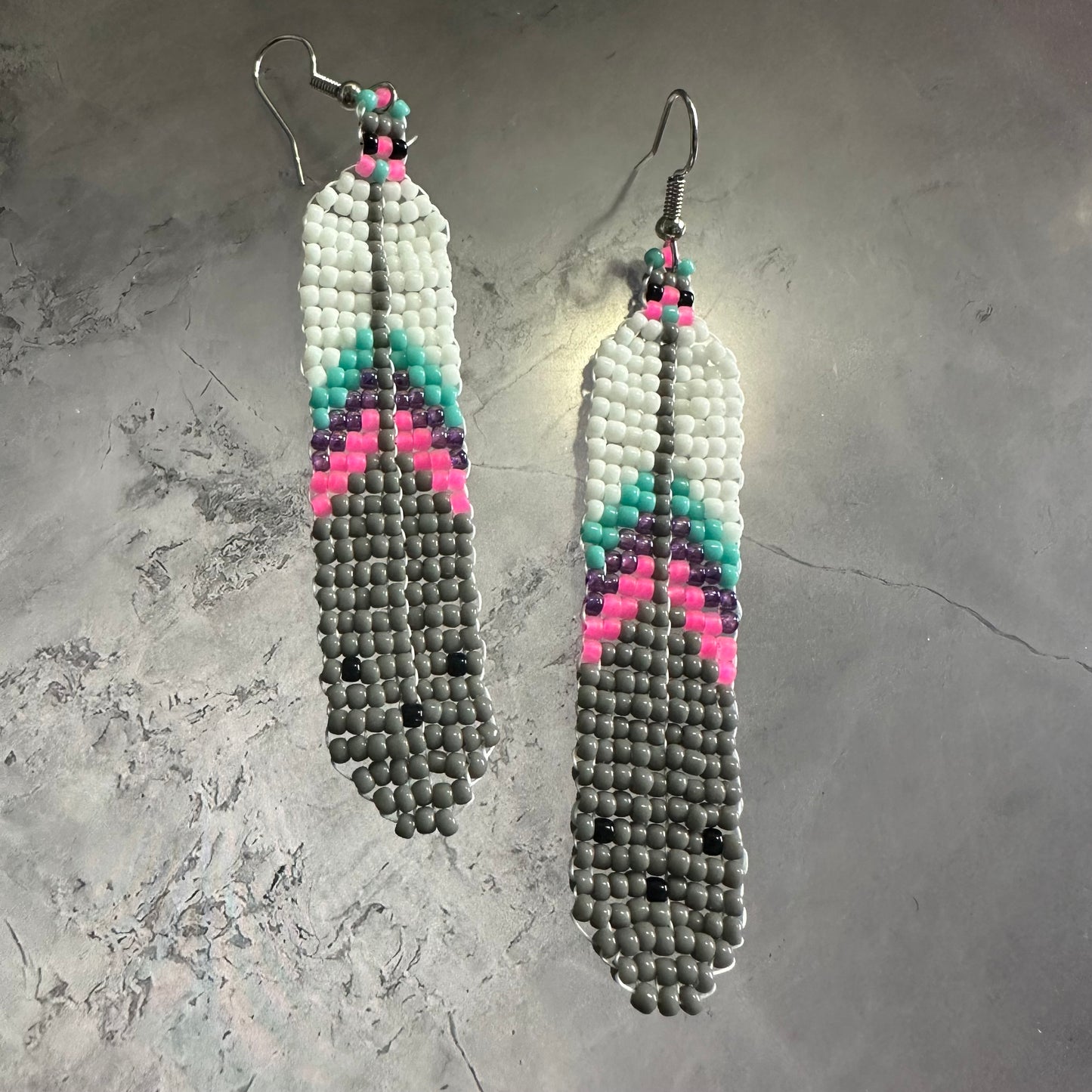 Beaded feather earrings