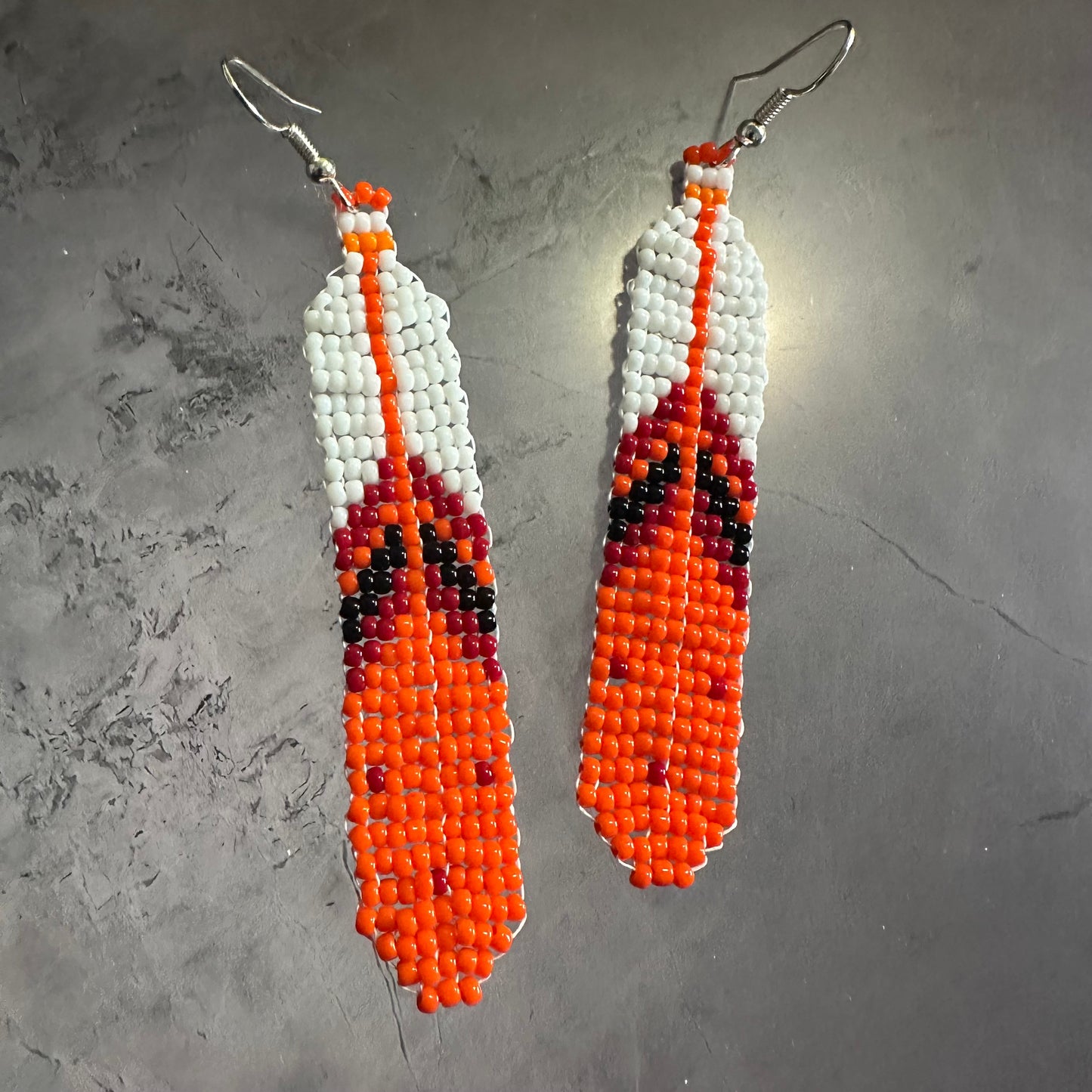 Beaded feather earrings