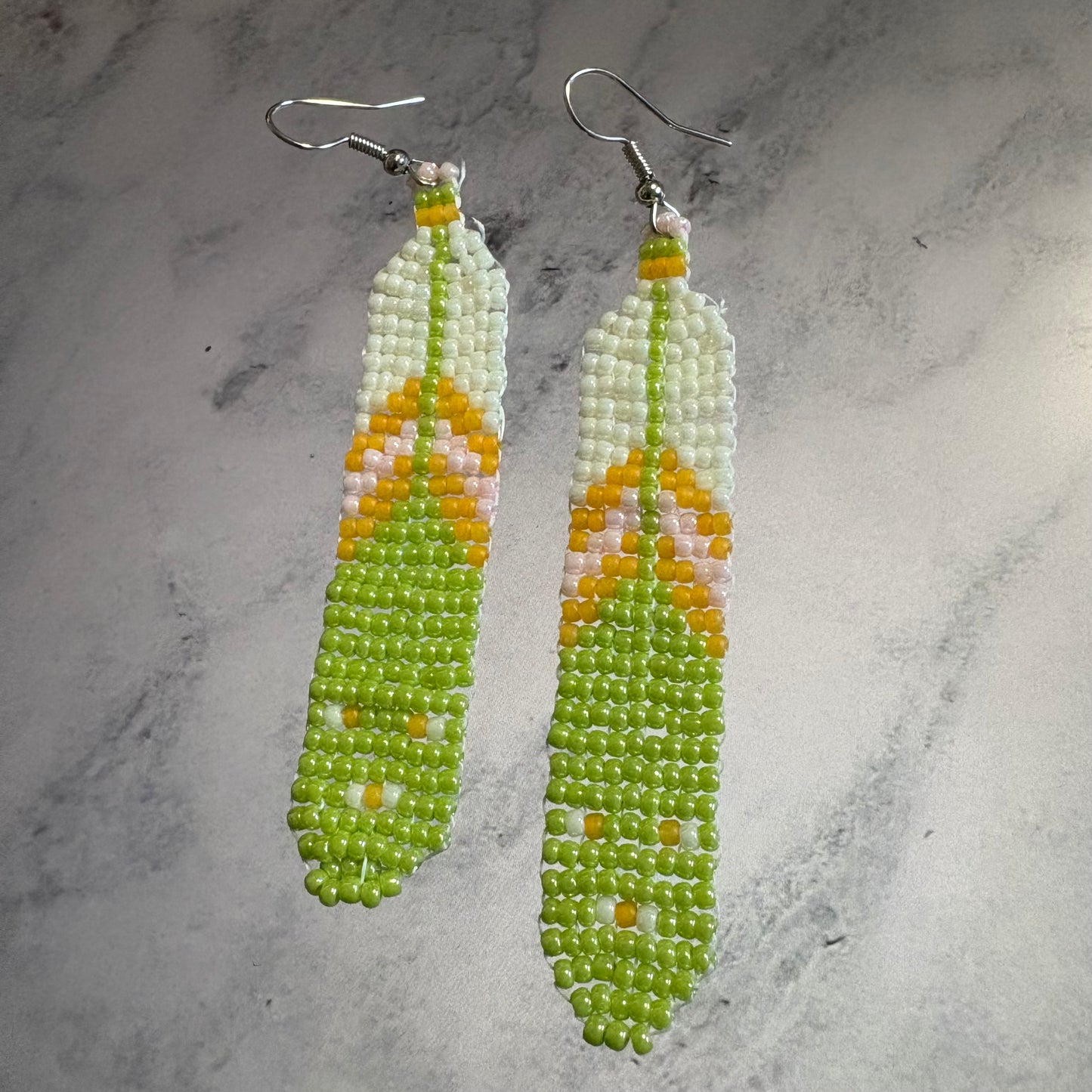 Beaded feather earrings