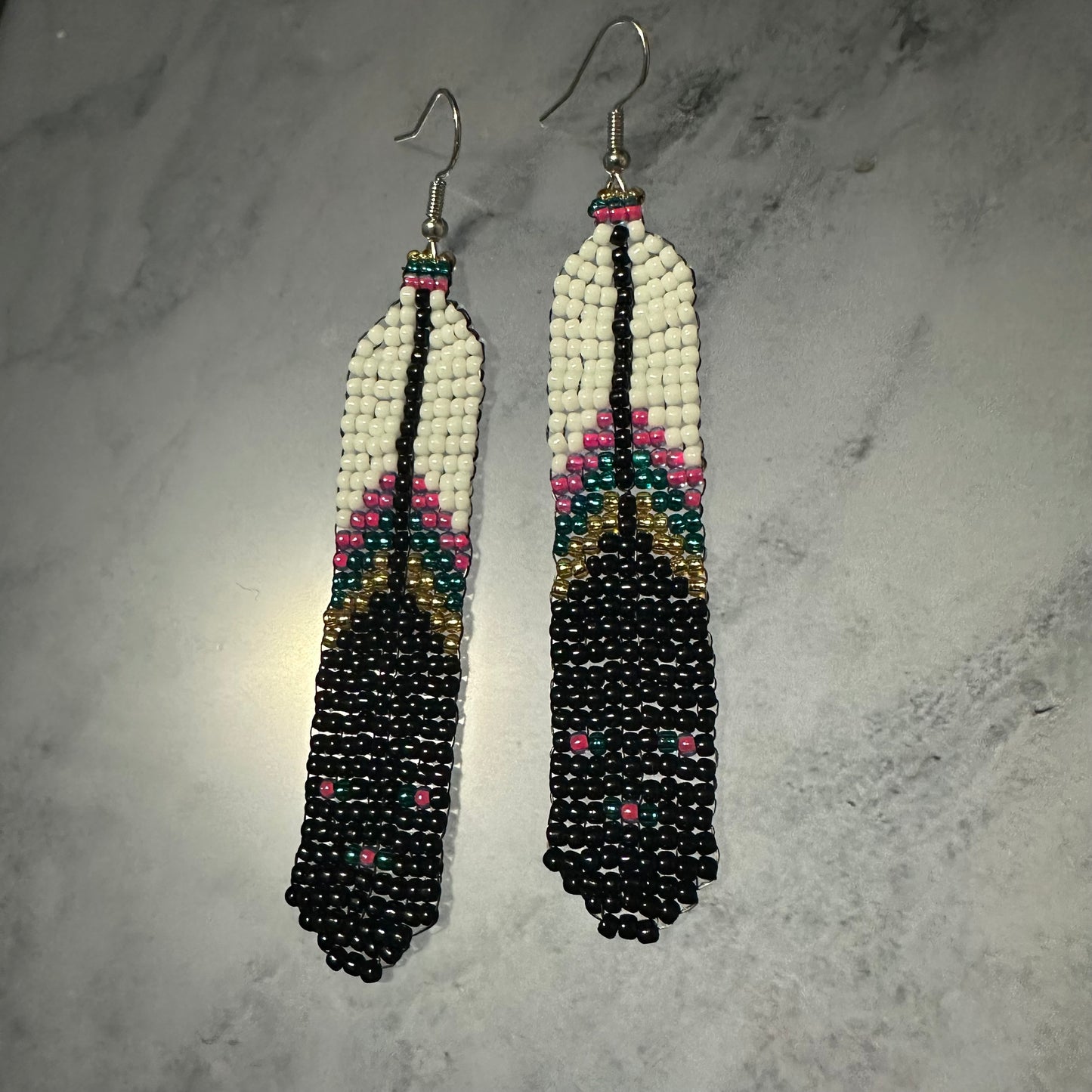 Beaded feather earrings