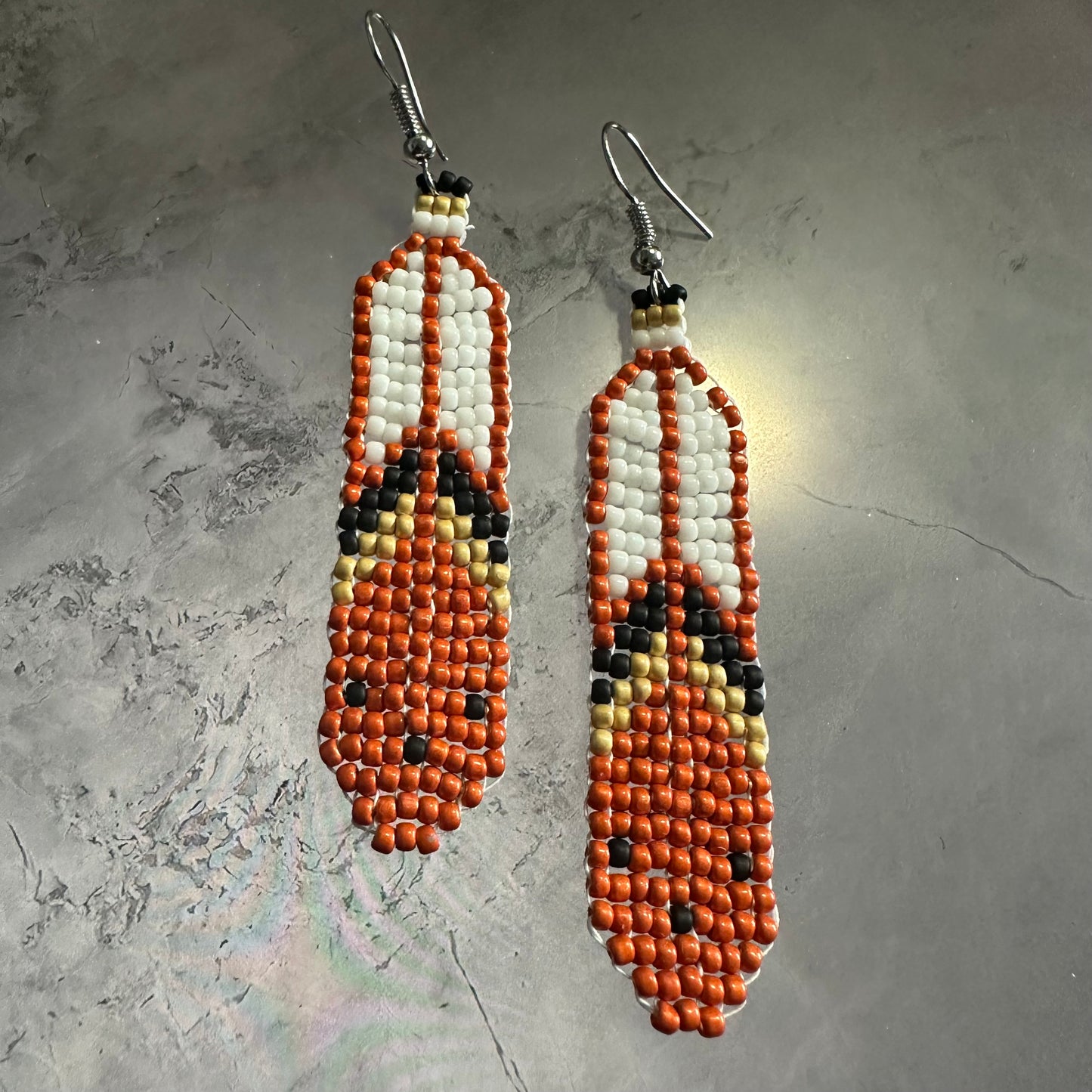 Beaded feather earrings