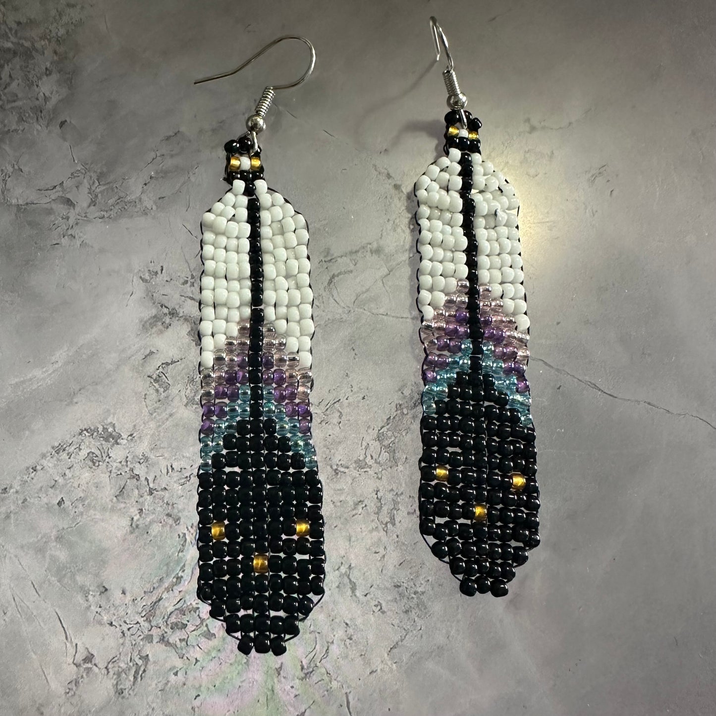 Beaded feather earrings