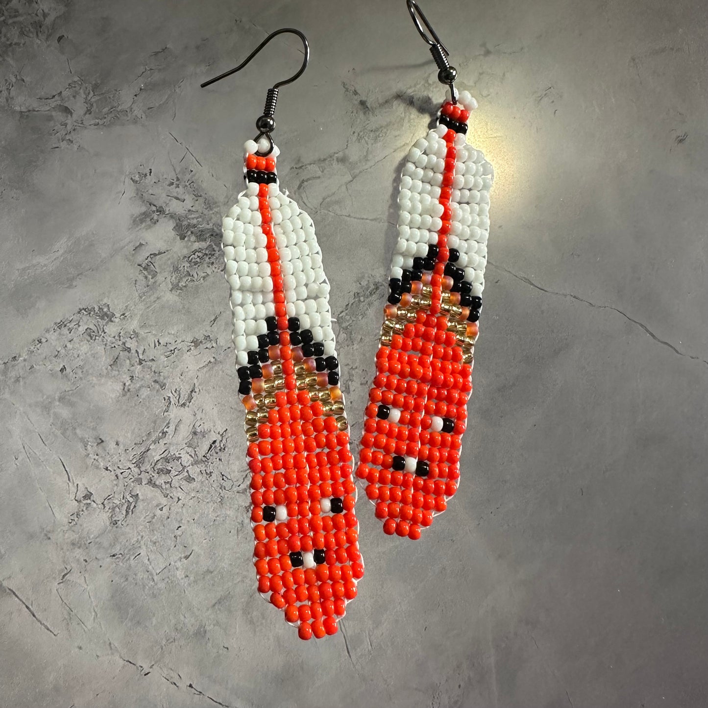 Beaded feather earrings