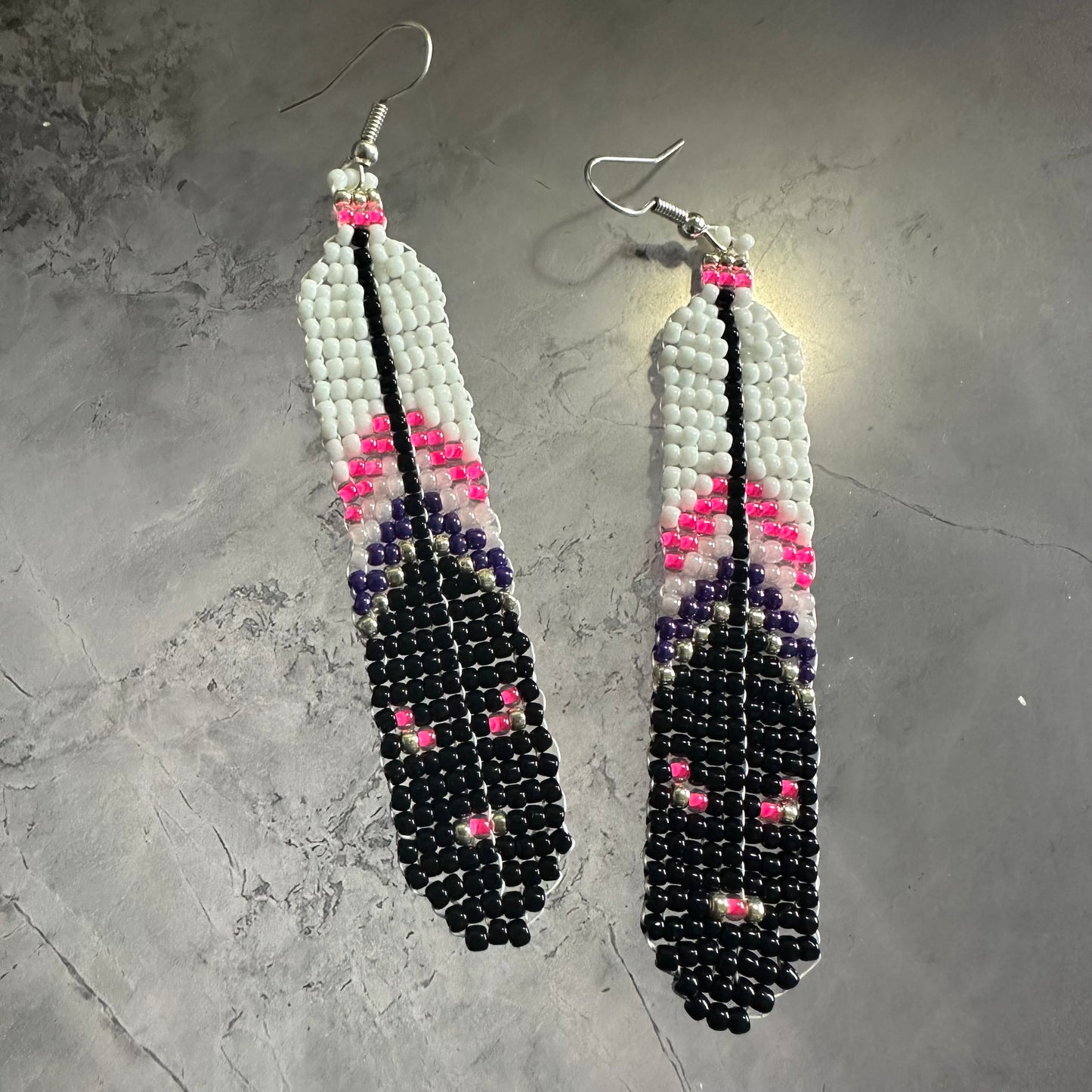Beaded feather earrings
