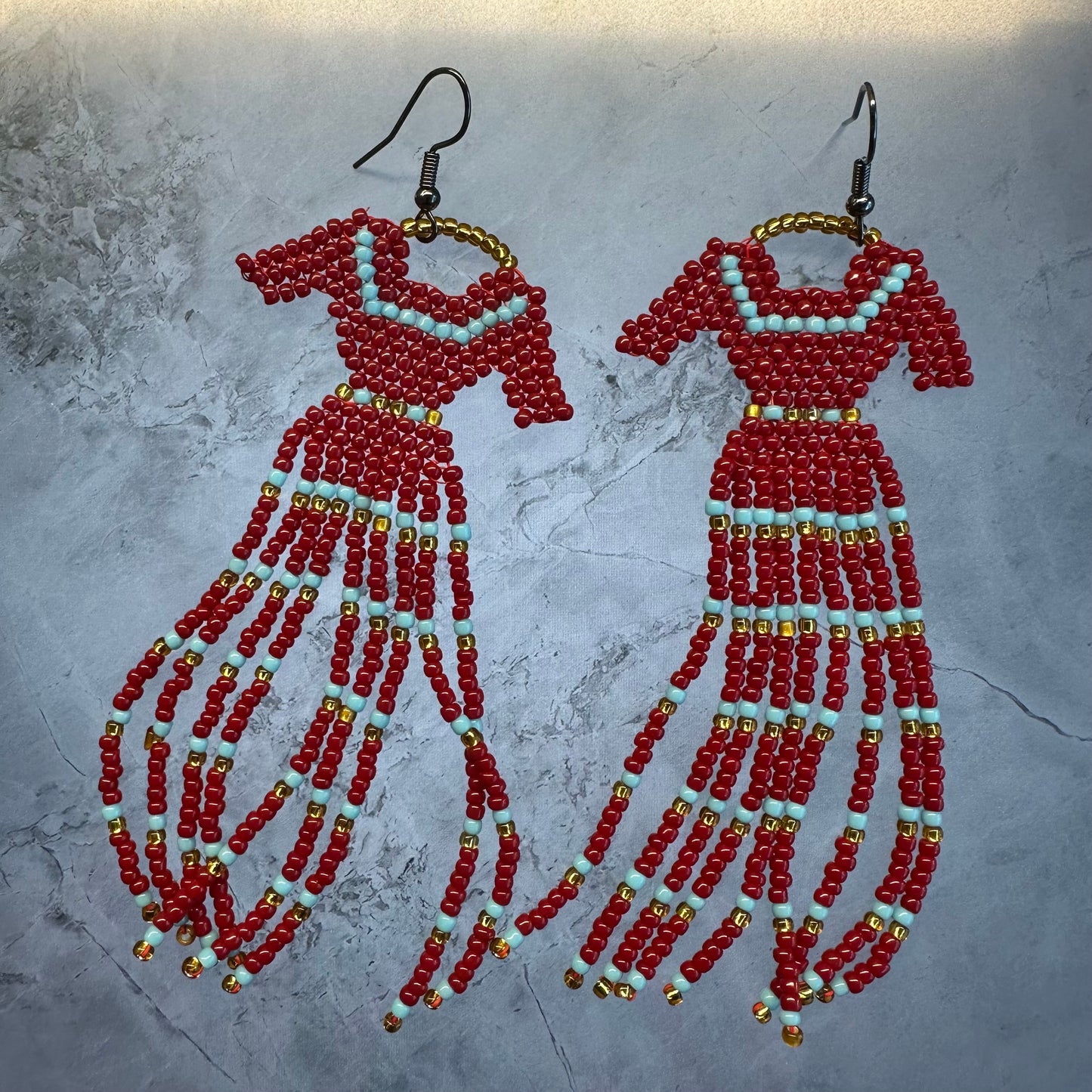 Beaded Red dress earring sets