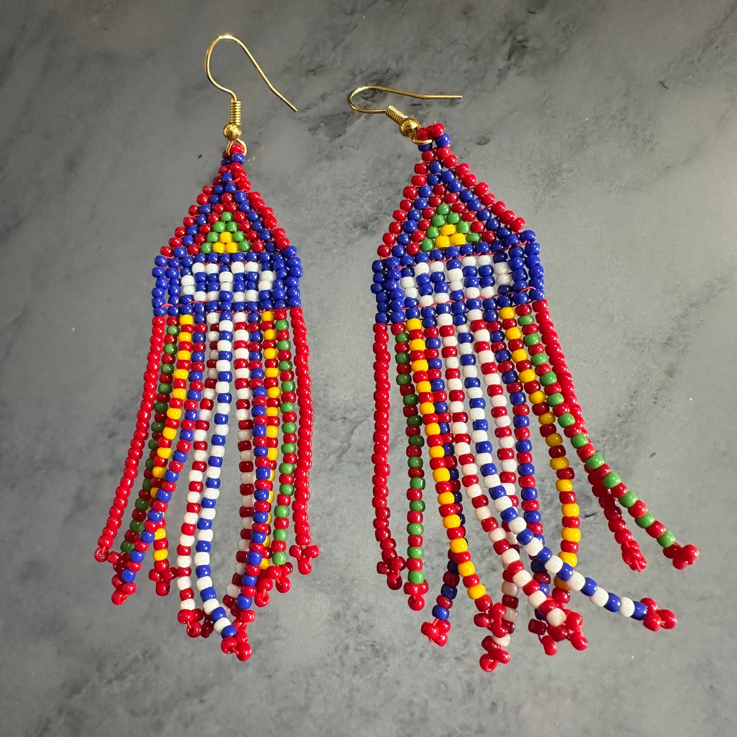 Métis sash fringe earrings