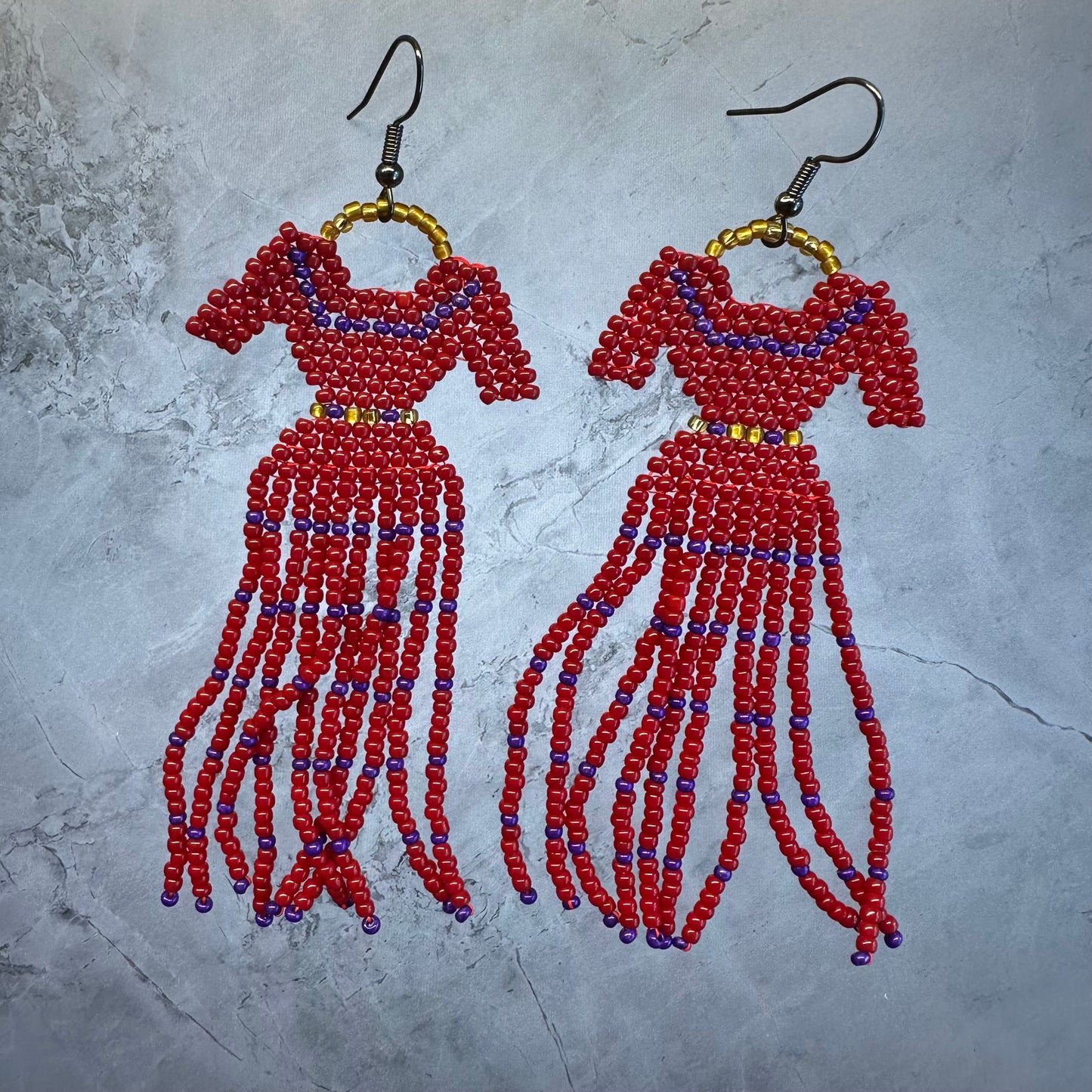 Beaded Red dress earring sets