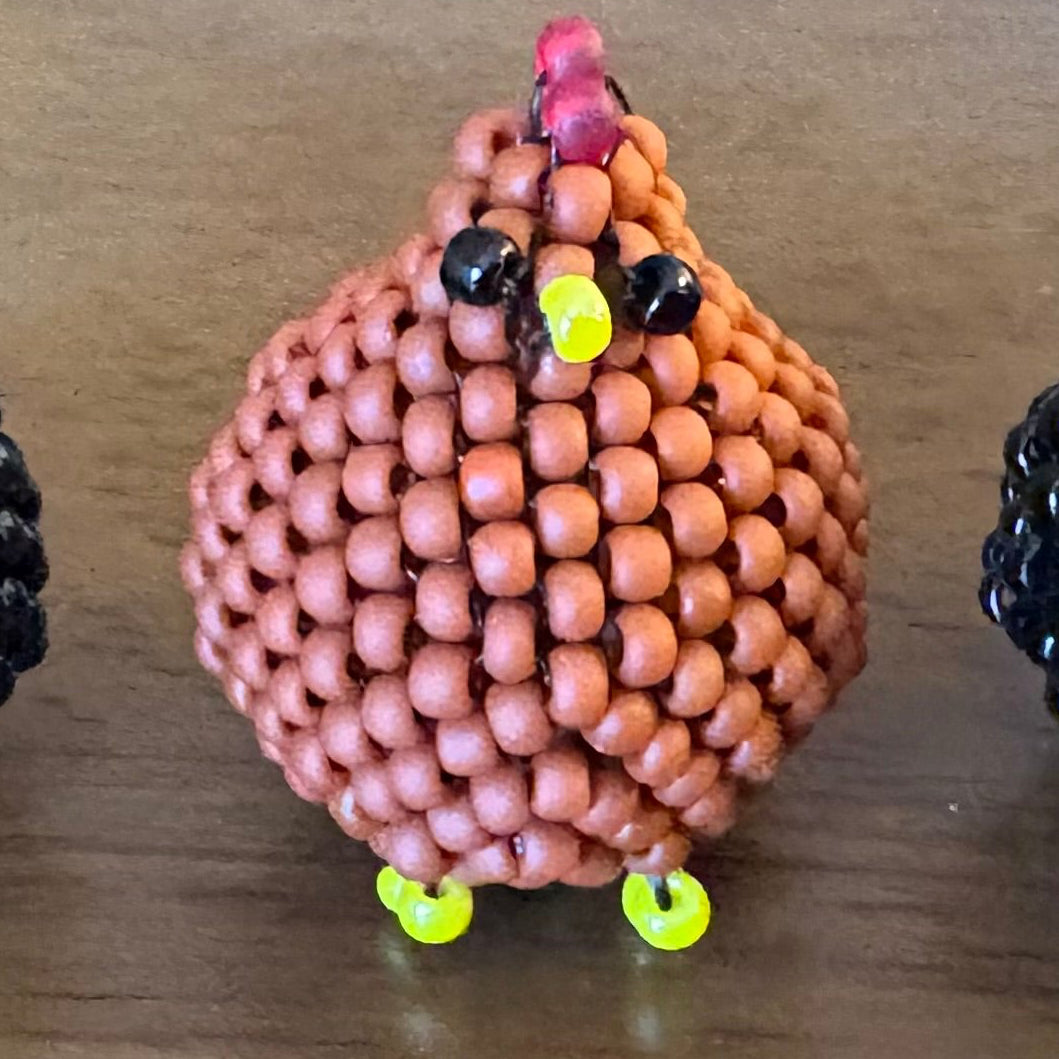 3D beaded chickens