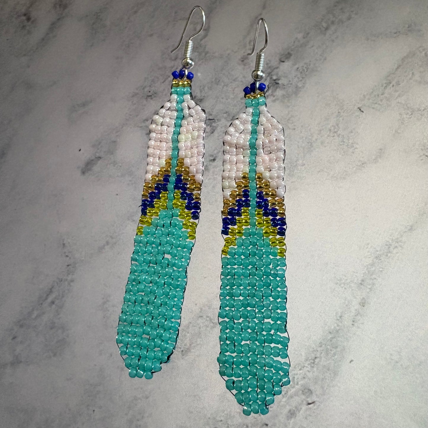 Beaded feather earrings