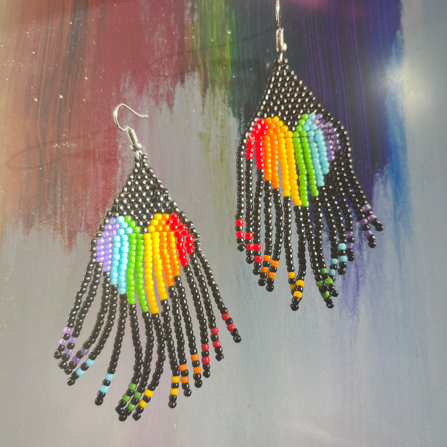 Fringe rainbow hearts