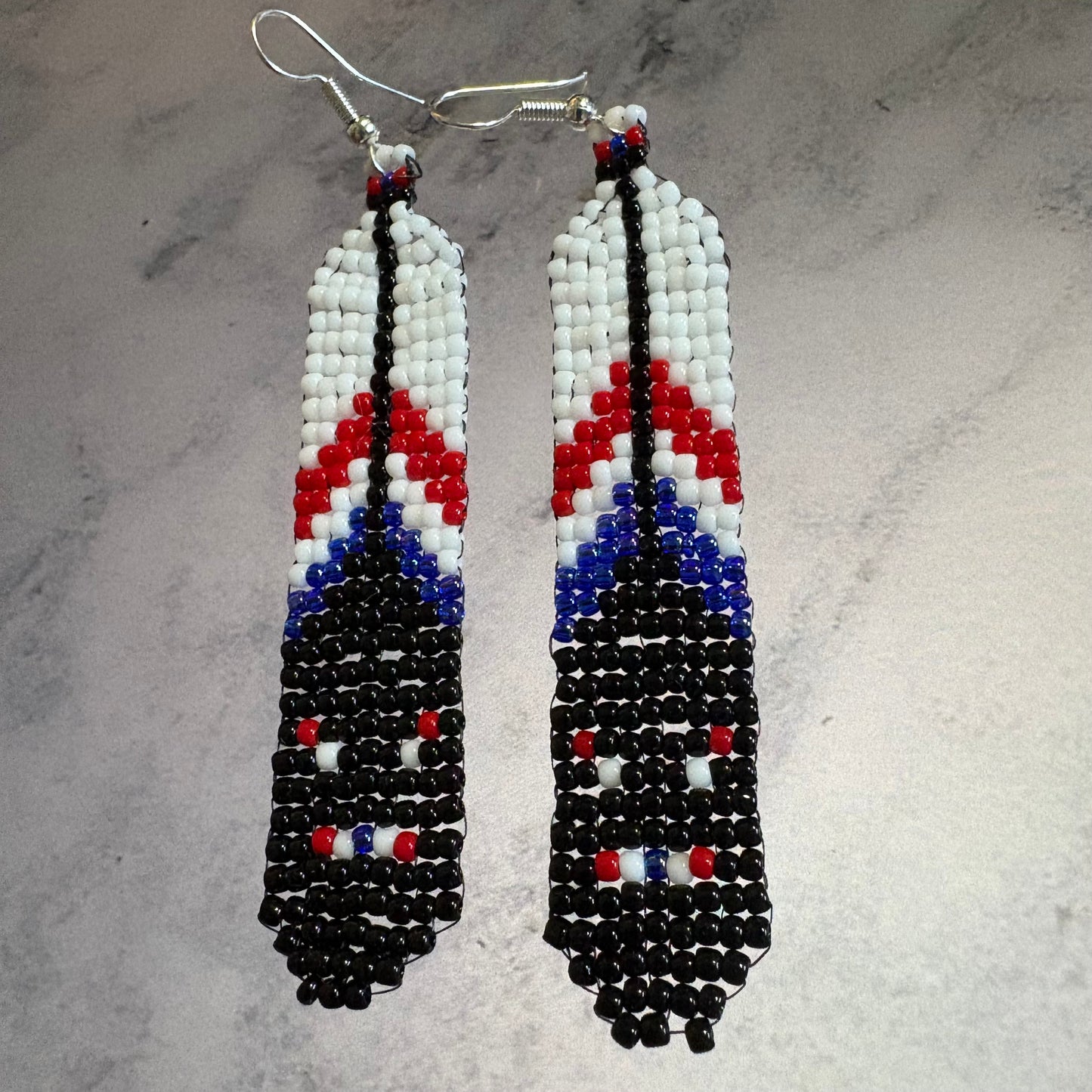 Beaded feather earrings