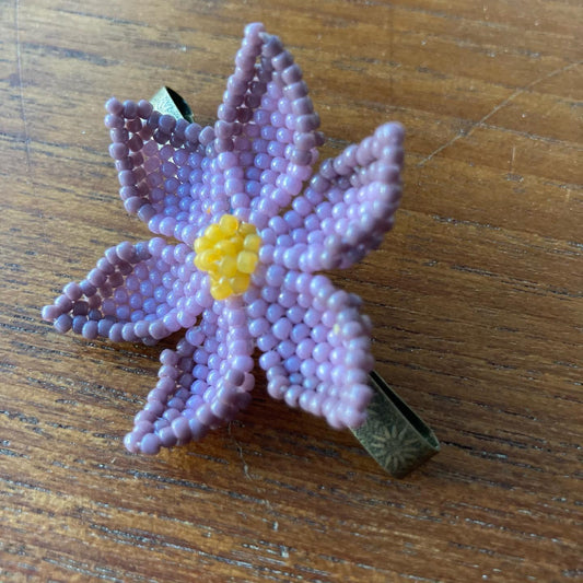 Beaded 3D flower hair clip
